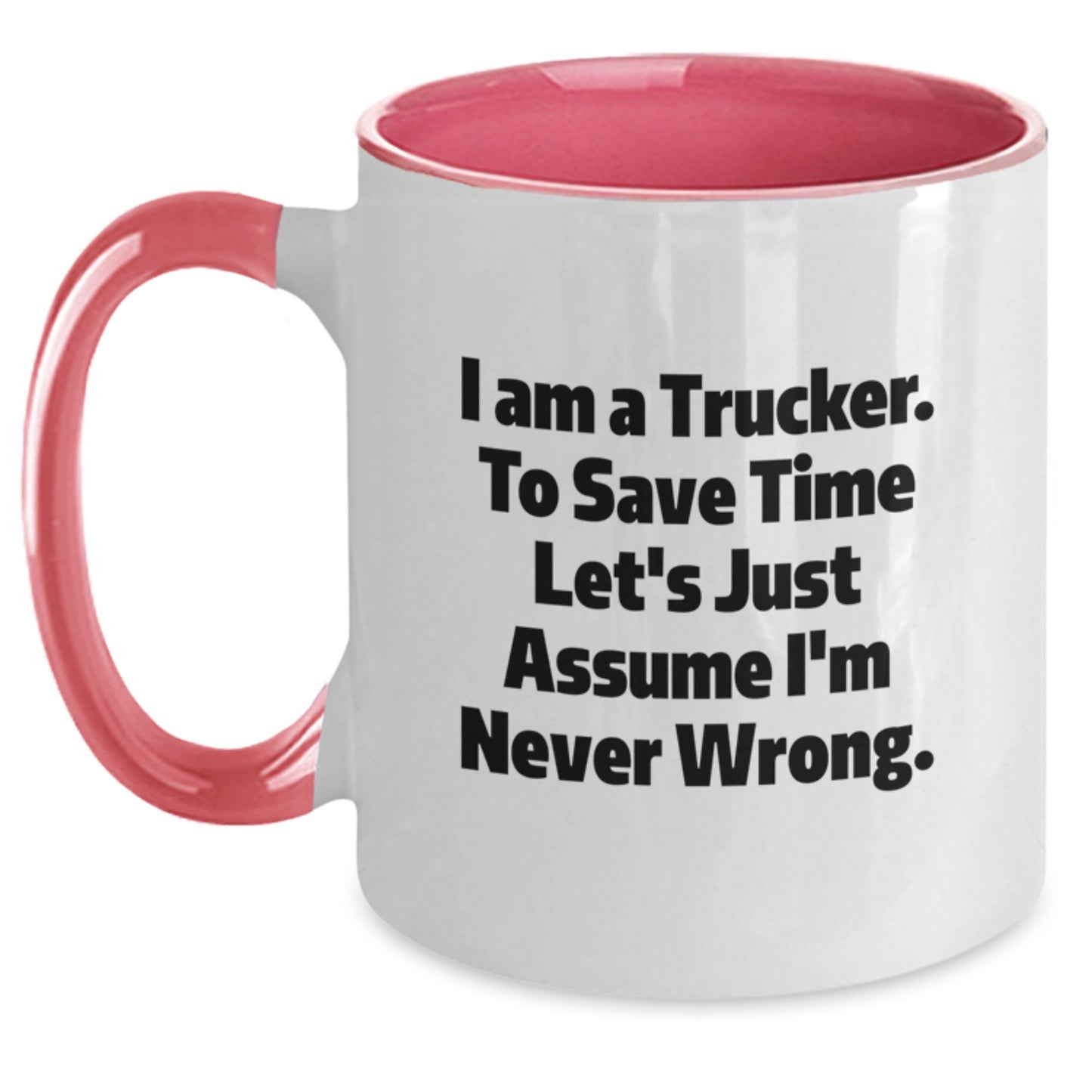 Funny Trucker Gifts from Friends for Men, Two Tone Coffee Mug with I Am A Trucker Quote, Christmas Unique - Main