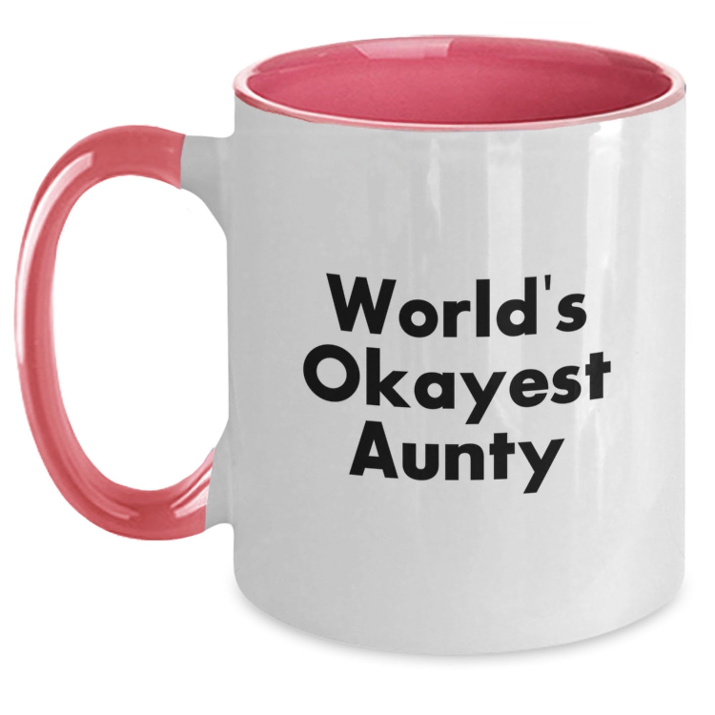 Funny Aunty Gifts from Family, World's Okayest Aunty Two Tone Coffee Mug, Unique Christmas Memorable Presents for Aunty - Main