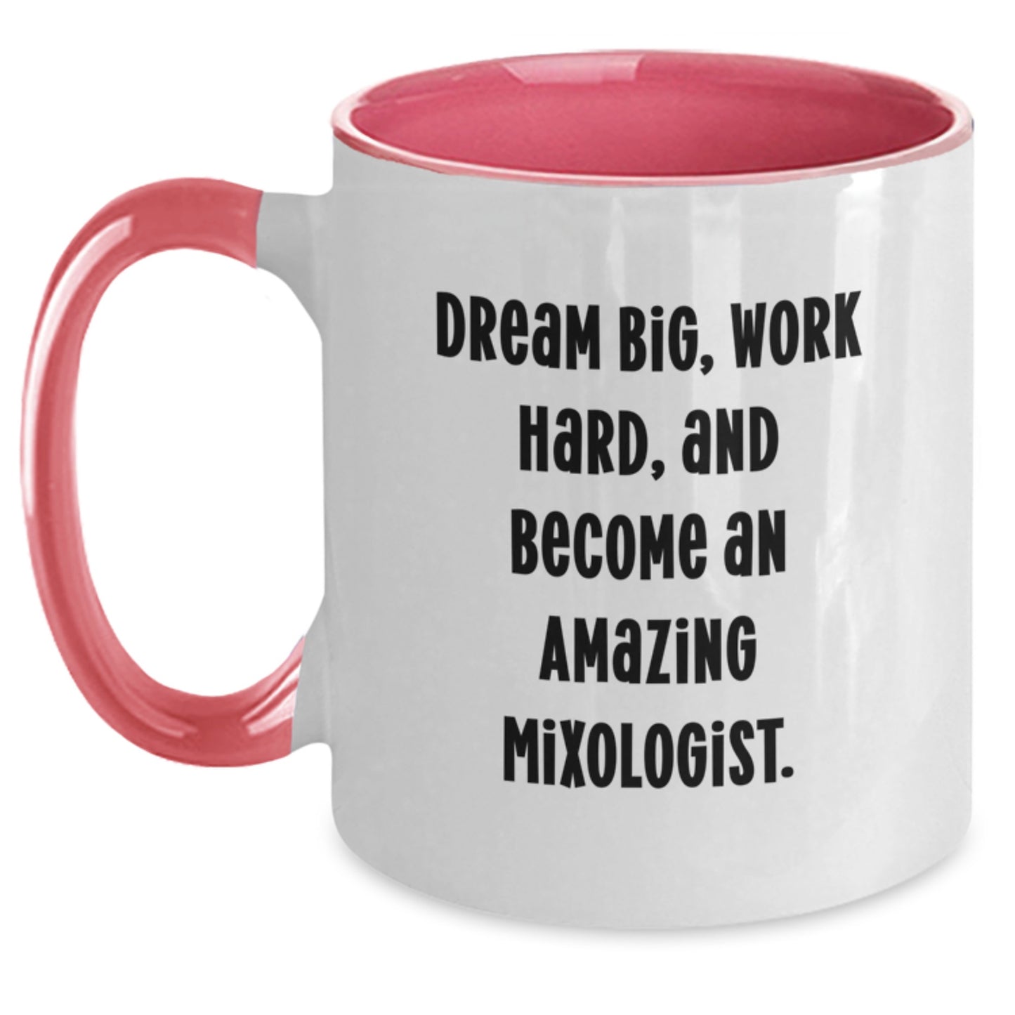 Mixologist Gifts, Funny Inspirational Mugs for Women Friends Coworkers, Two Tone Coffee Mug, 'Dream Big, Work Hard, And Become An Amazing Mixologist.' Christmas Unique Presents from Family - Main