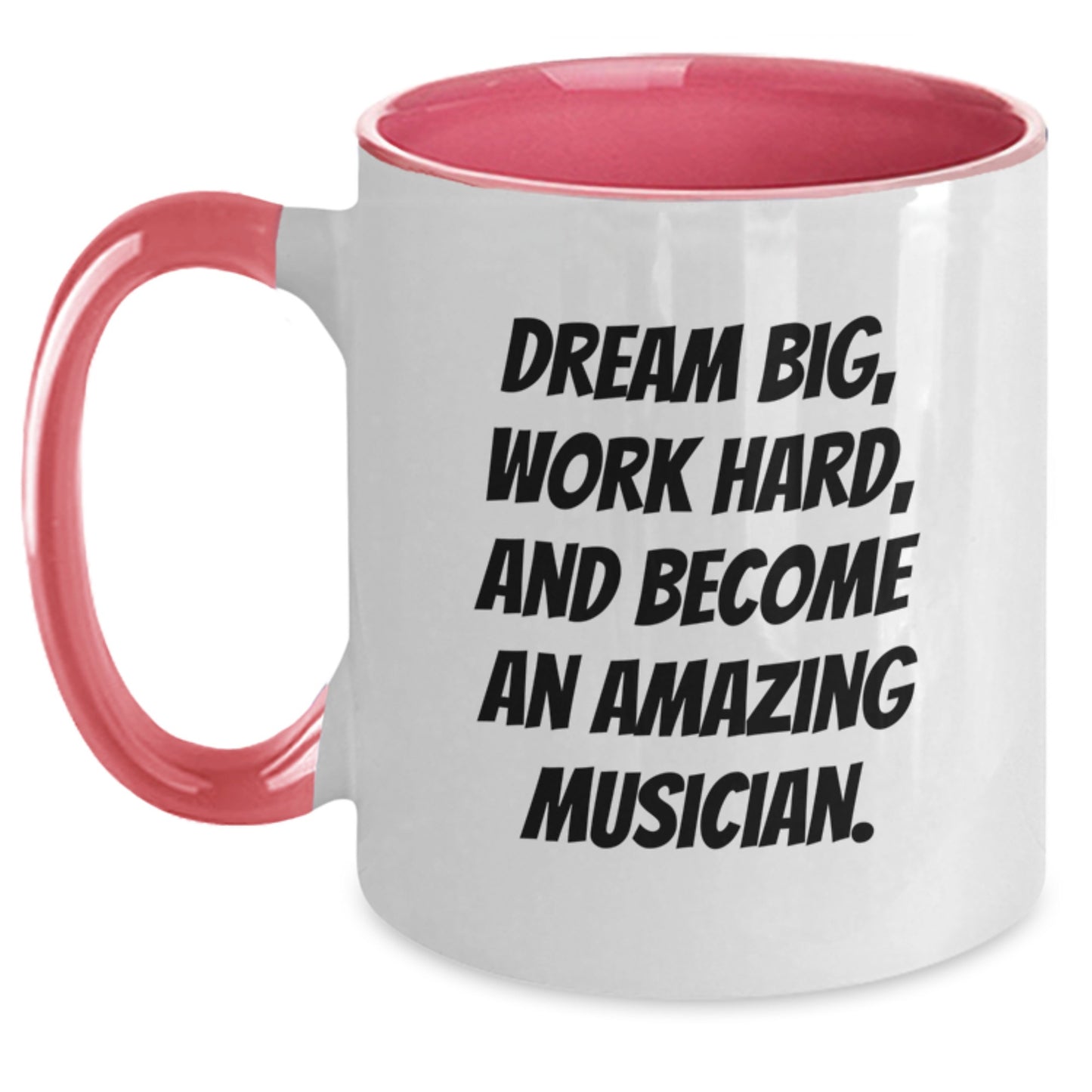 Inspiring Musician Gifts from Family for Musician Men - Two Tone Coffee Mug - Dream Big Work Hard Become Amazing Musician - Christmas Unique Presents - Main
