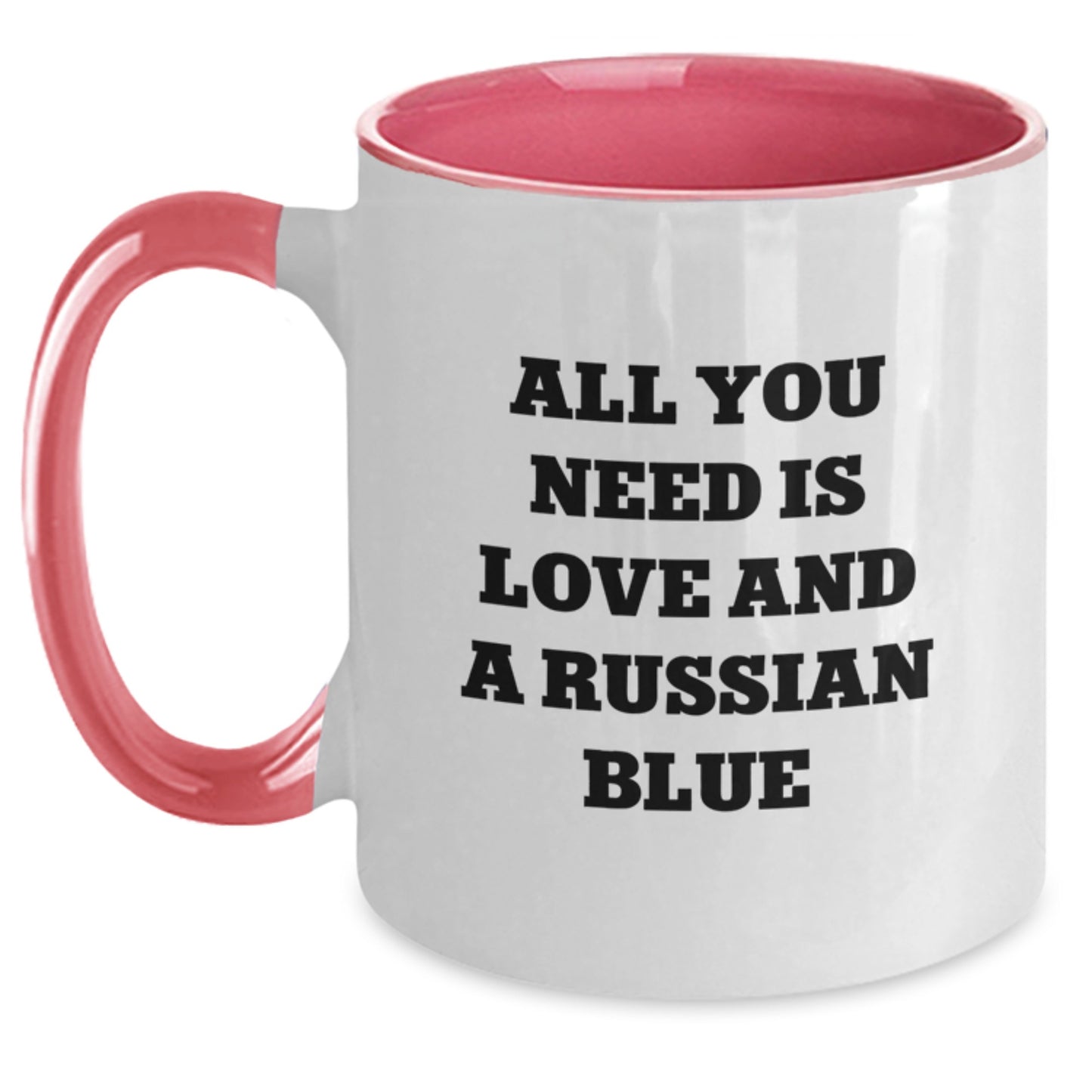 Funny Russian Blue Cat Gifts from Friends for Russian Blue Cat Lovers - All You Need Is Love And A Russian Blue Two Tone Coffee Mug, Birthday Unique Presents - Main