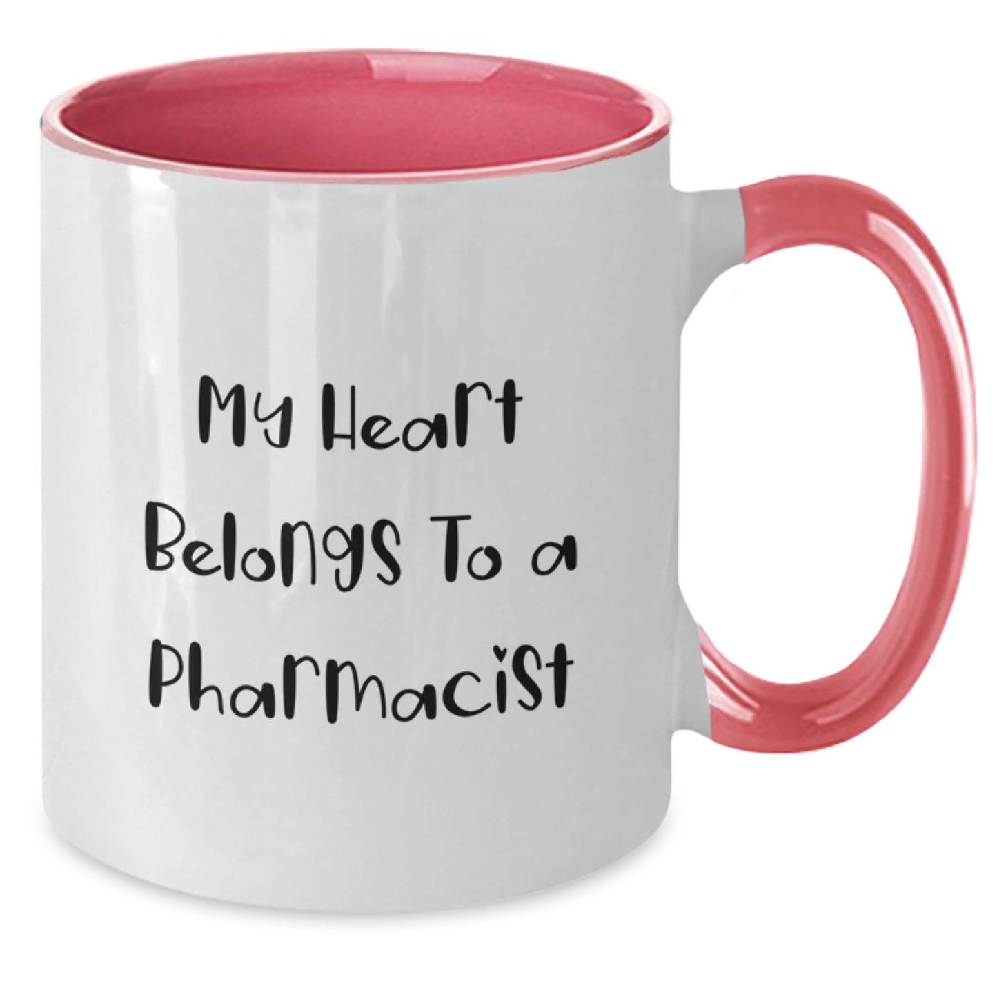 Funny Pharmacist Gifts - My Heart Belongs To A Pharmacist Two Tone Coffee Mug, Gifts from Friends to Pharmacist, Birthday Unique Present - Additional