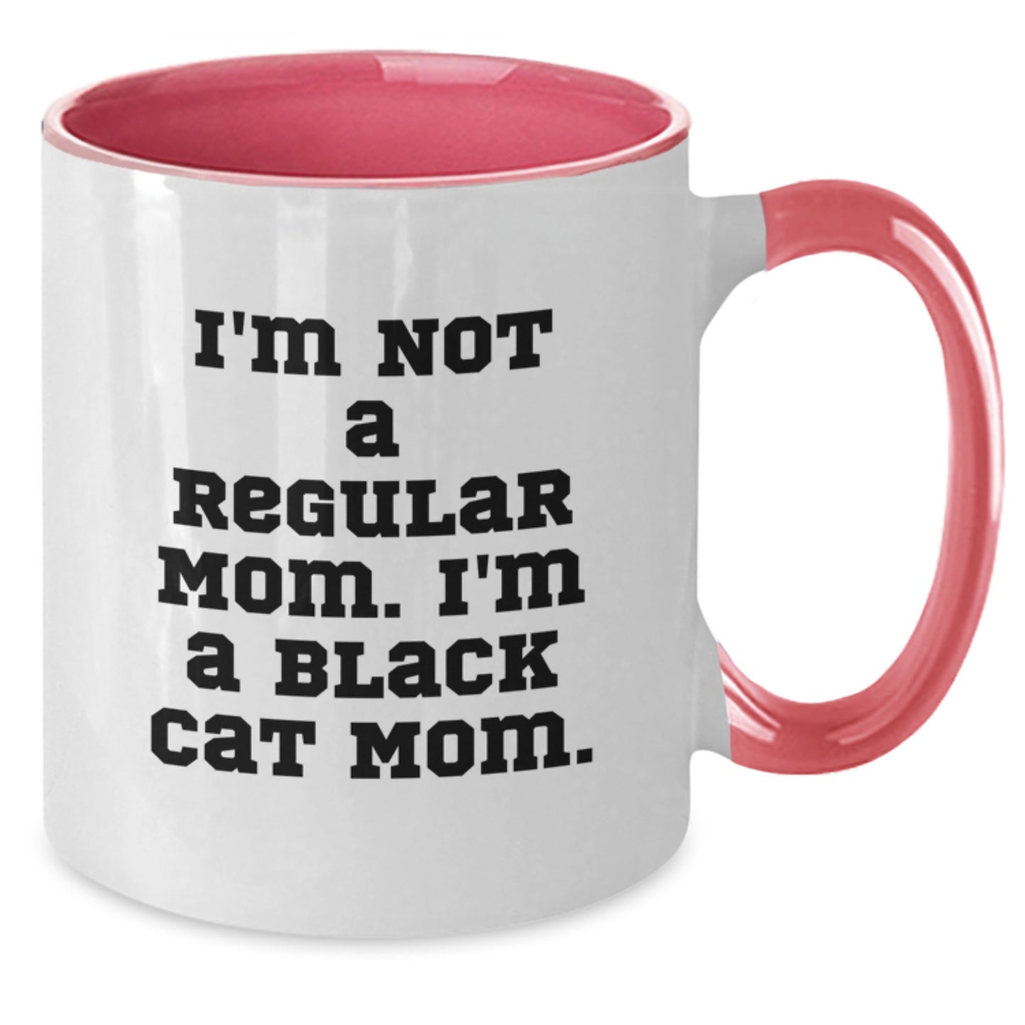 Funny Black Cat Mom Gifts from Mom, Black Cat Two Tone Coffee Mug for Birthday, 'I'm Not A Regular Mom. I'm A Black Cat Mom.' - Additional