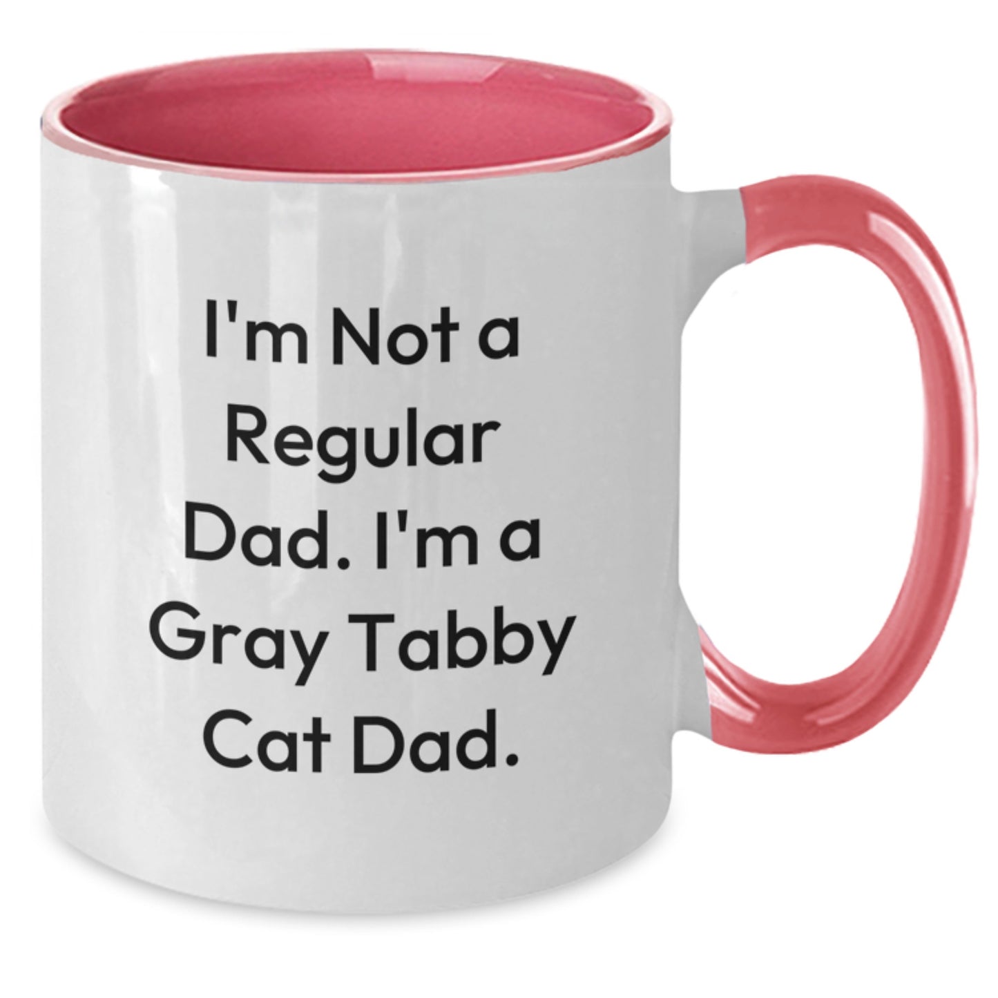 Funny Gray Tabby Cat Gifts for Dad - I'm Not A Regular Dad Mug, Two Tone Coffee Mug with Christmas Message - Gifts from Men to Family - Additional