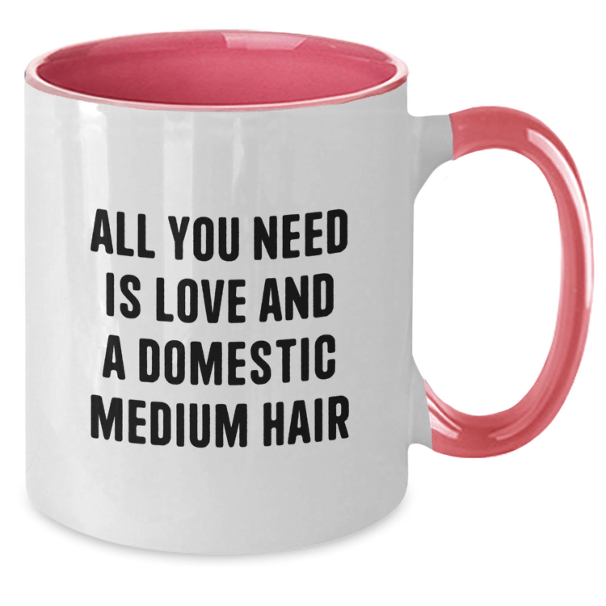 Funny Domestic Medium Hair Cat Two Tone Coffee Mug Gifts from Family for Christmas - 'All You Need Is Love And A Domestic Medium Hair' - Additional