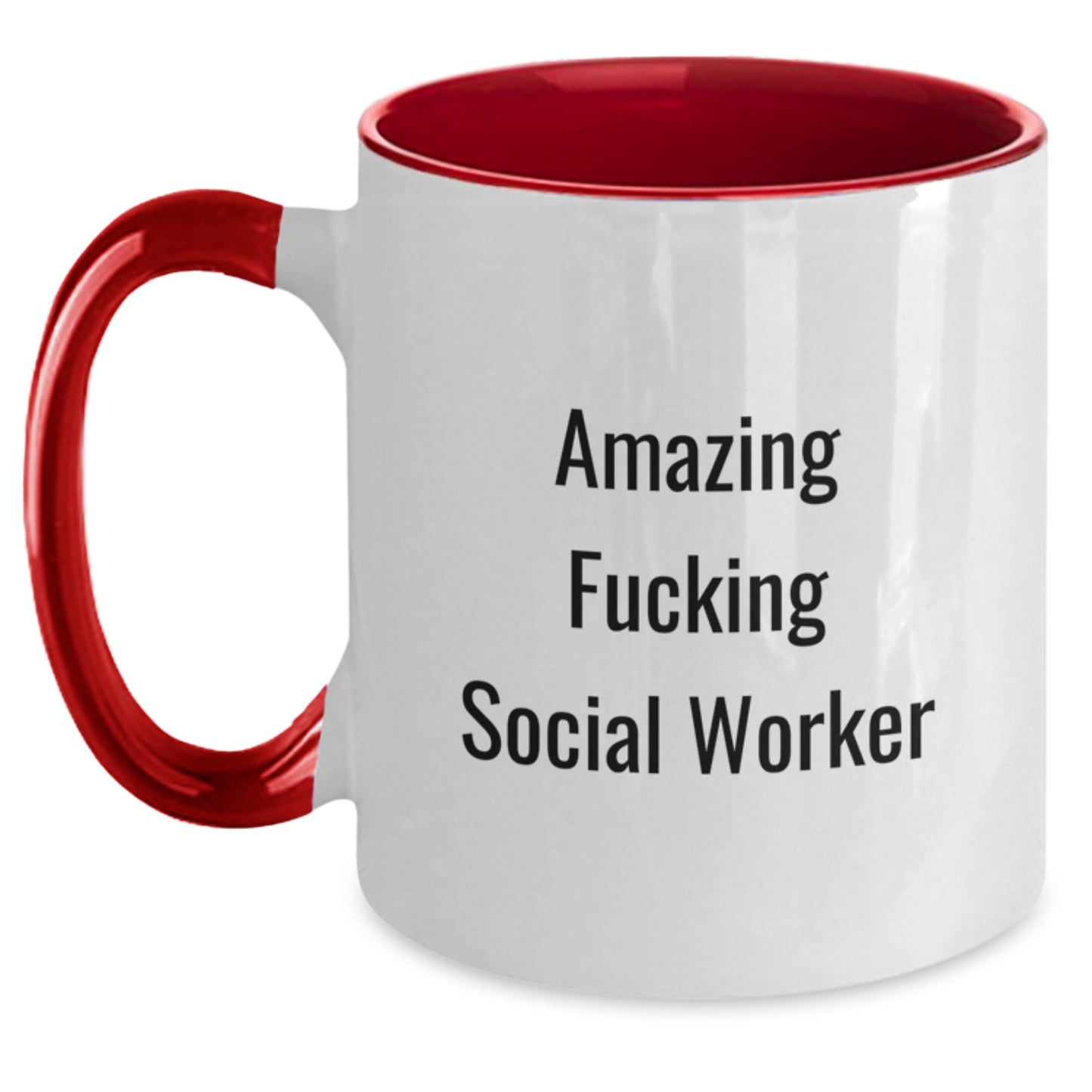 Unique Christmas Unique Gifts for Social Workers, Funny Two Tone Coffee Mugs, 'Amazing F--king Social Worker' Quote, Gifts from Friends for Coworkers - Main