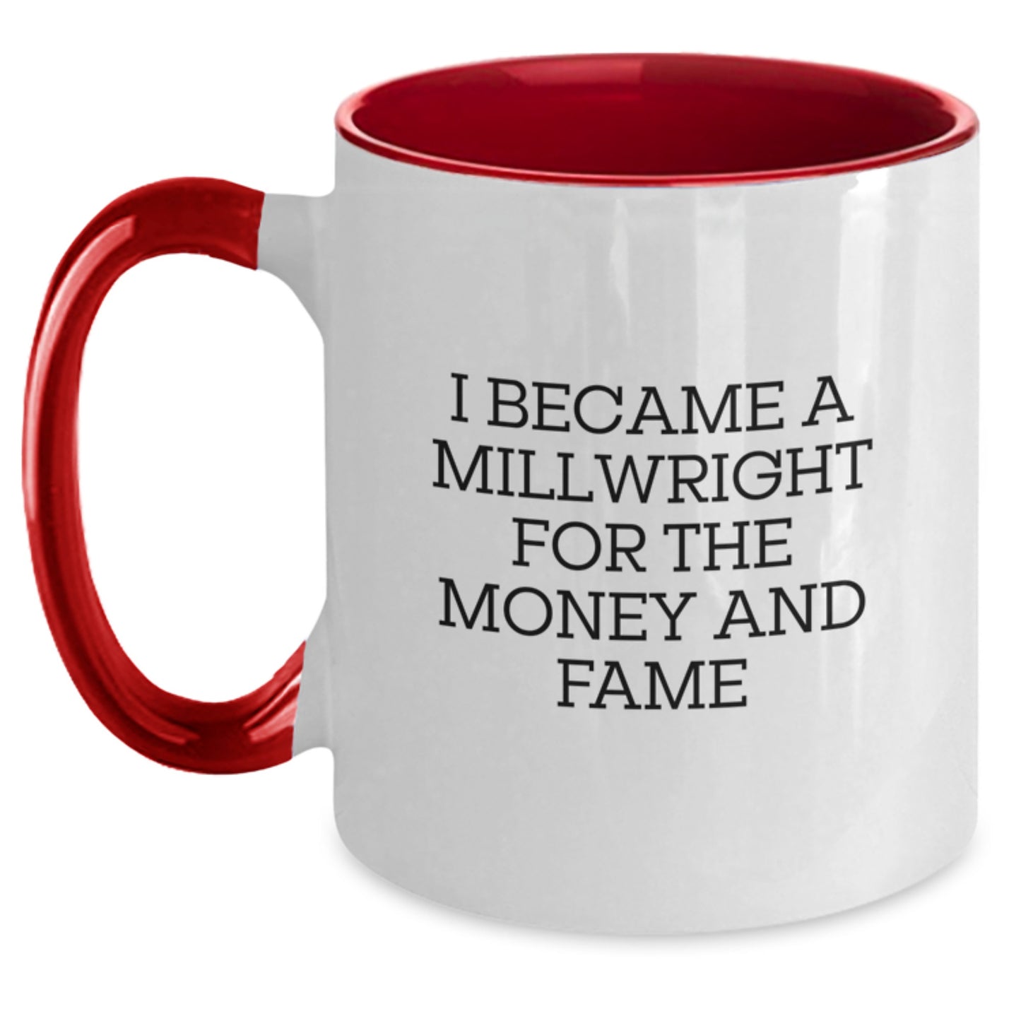 Funny Millwright Gifts from Friends, Unique Two Tone Coffee Mug for Millwrights, I Became A Millwright For The Money And Fame Christmas - Main