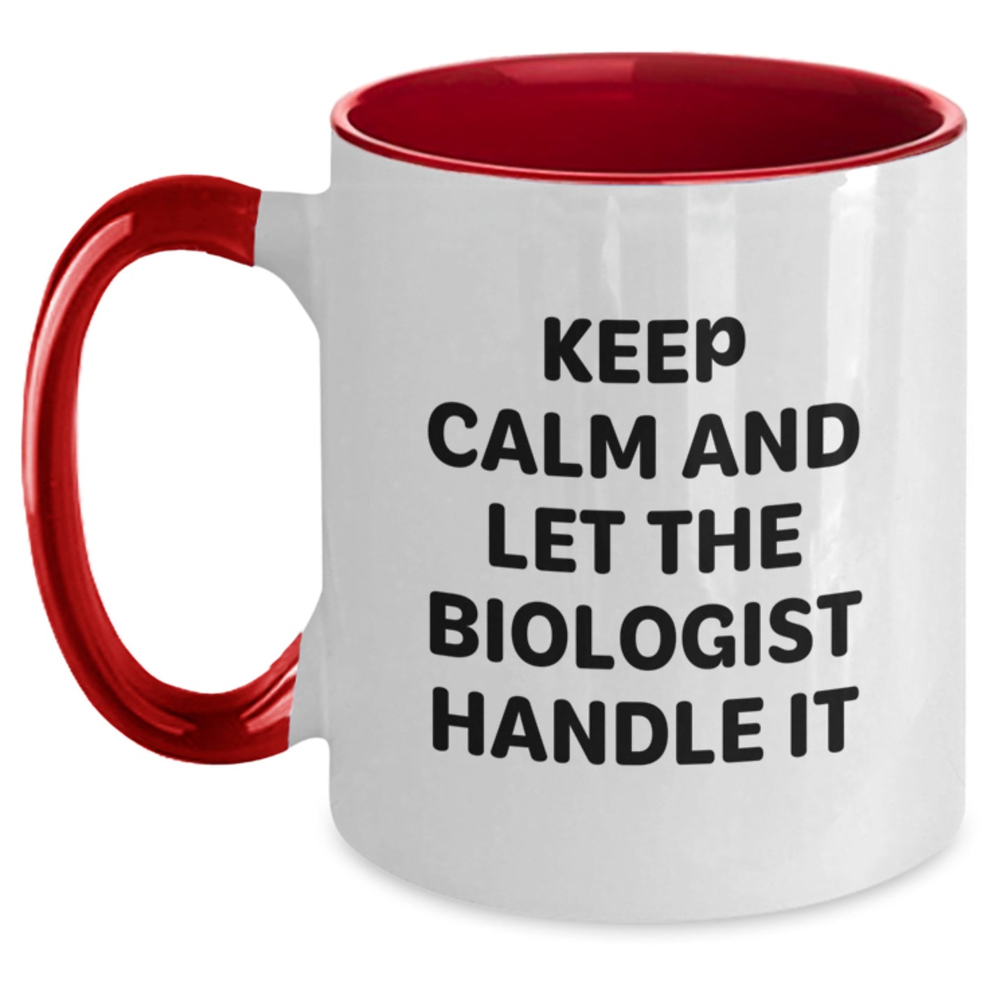 Funny Biologist Gifts, Keep Calm and Let the Biologist Handle It, Two Tone Christmas Coffee Mugs for Men and Women from Friends and Family - Main