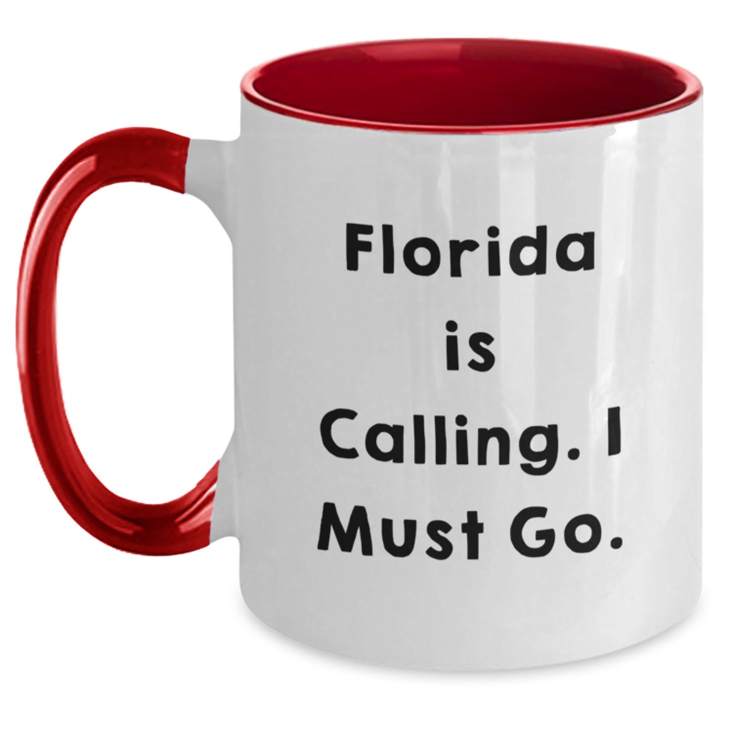 Funny Florida Gifts for Men from Florida, Two Tone Coffee Mug, 'Florida Is Calling. I Must Go.' Christmas Unique - Main