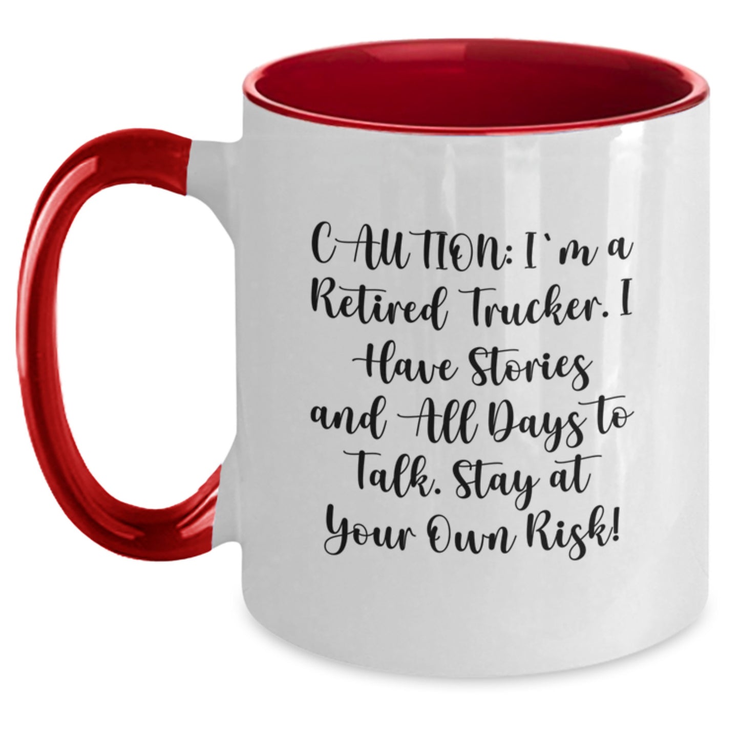 Funny Trucker Gifts from Men to Trucker Friends, Christmas Unique Mugs for Trucker Lovers, Two Tone Coffee Mug with 'I'm A Retired Trucker', - Main
