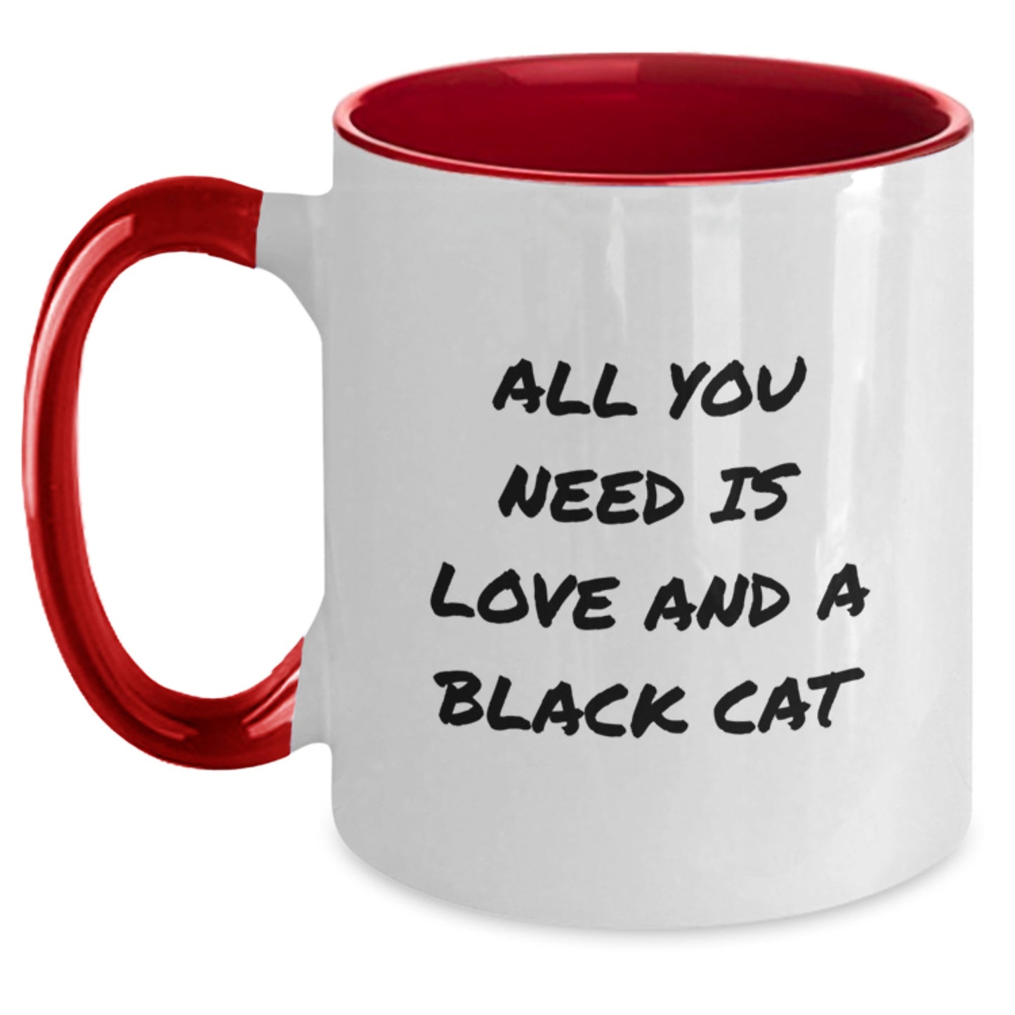 Funny Black Cat Gifts for Black Cat Lovers - All You Need Is Love, Two Tone Coffee Mug for Birthday - Main
