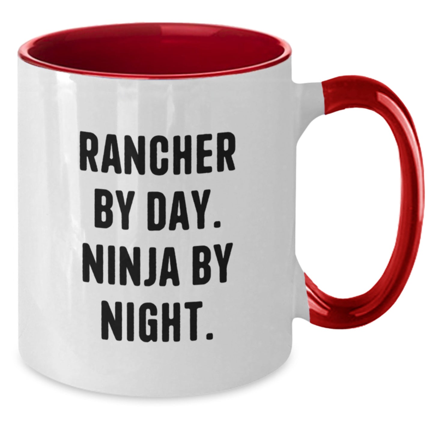 Rancher Gifts by Day, Ninja by Night Funny Two Tone Coffee Mug, Birthday Unique Presents from Family - Additional