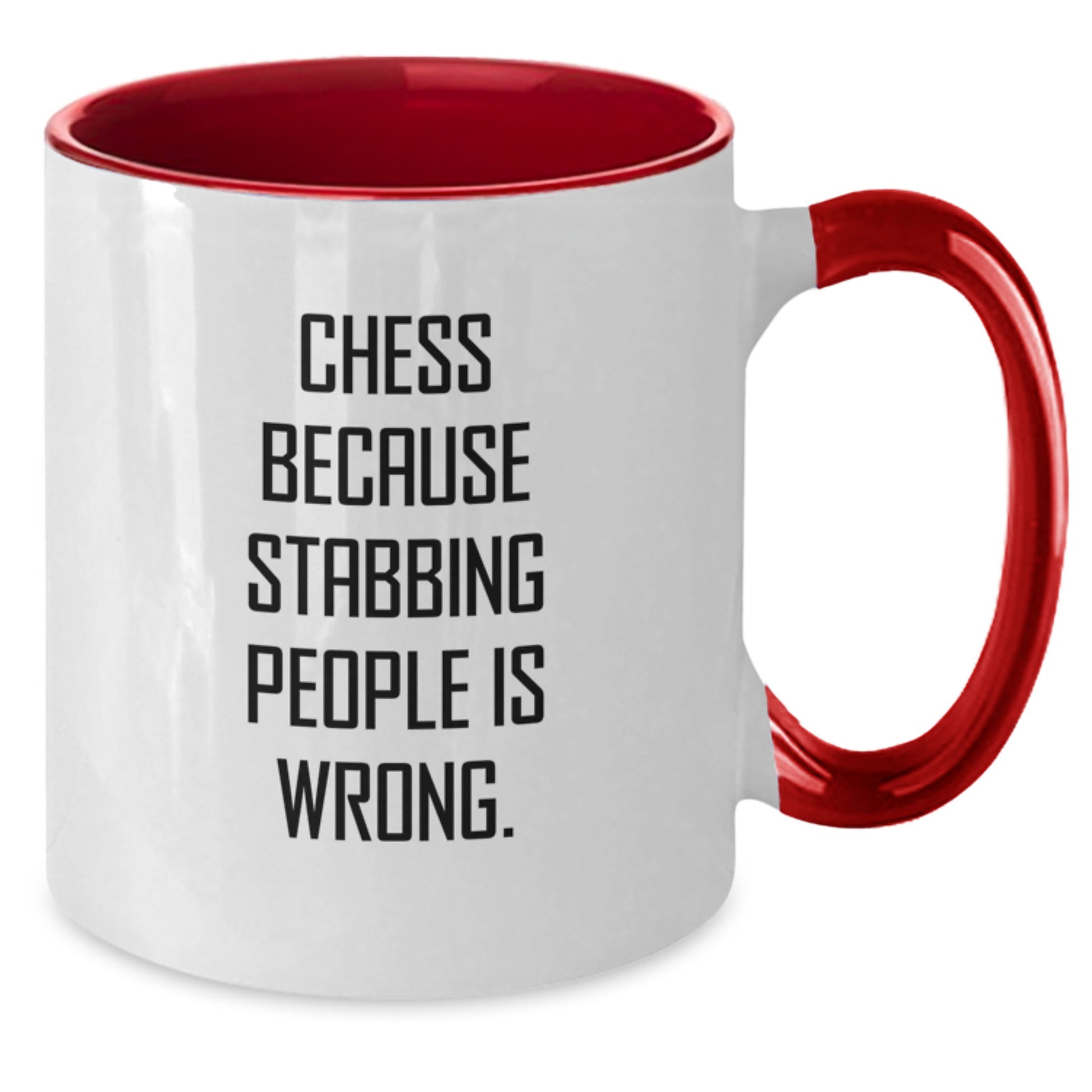 Funny Chess Gifts for Men - Two Tone Coffee Mug, Inspirational Quote Chess Because Stabbing People Is Wrong, Unique Christmas Memorable Presents - Additional