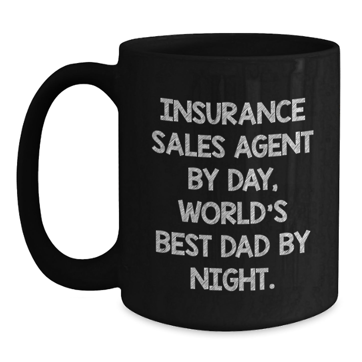 Funny Insurance Sales Agent Gifts for Men, Black Coffee Mugs with 'Insurance Sales Agent By Day, World's Best Dad By Night.', Unique Christmas Unique Gifts from Dad to Insurance Sales Agent - Main