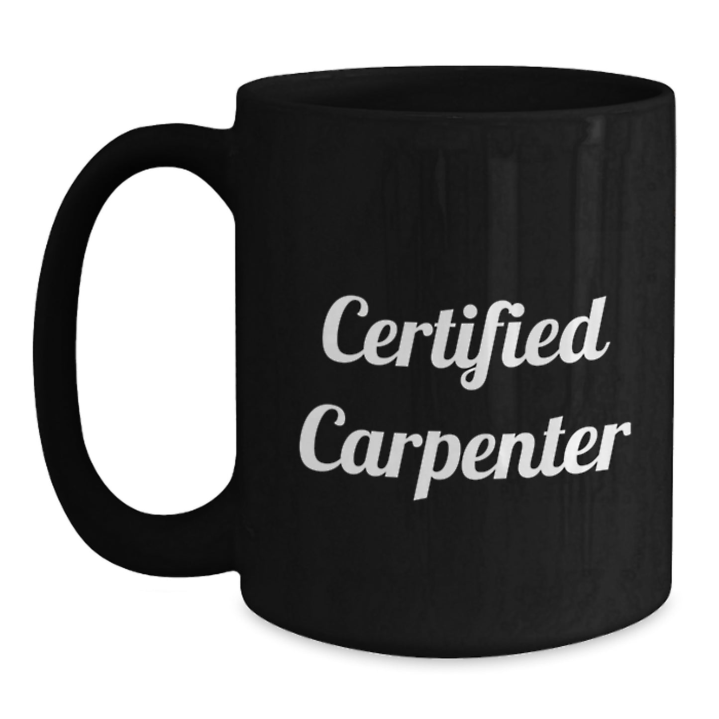 Funny Certified Carpenter Gifts for Men, Black Coffee Mug for Graduation with Inspirational Quote, 'Tools of the Trade' - Main