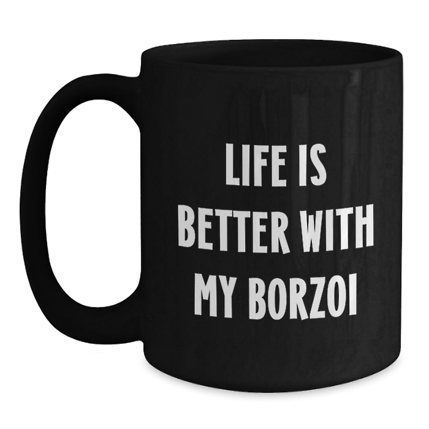 Borzoi Dog Lover Gifts from Men - Funny Borzoi Dog Valentine's Unique Gifts, Black Coffee Mugs for Friends, Coworkers, Family - Main