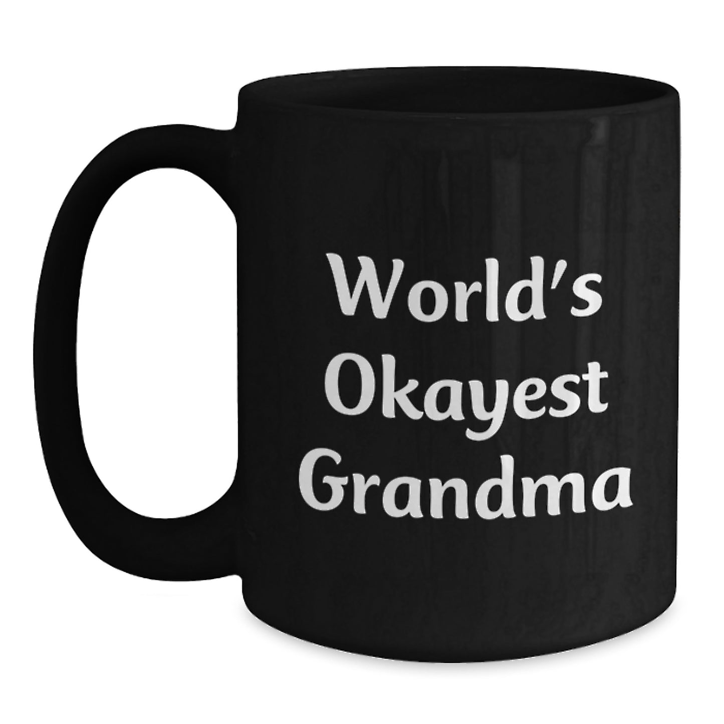 Funny Grandma Gifts, Unique Black Coffee Mugs for Grandma, Christmas Humor Mugs with 'World's Okayest Grandma' Quote - Main