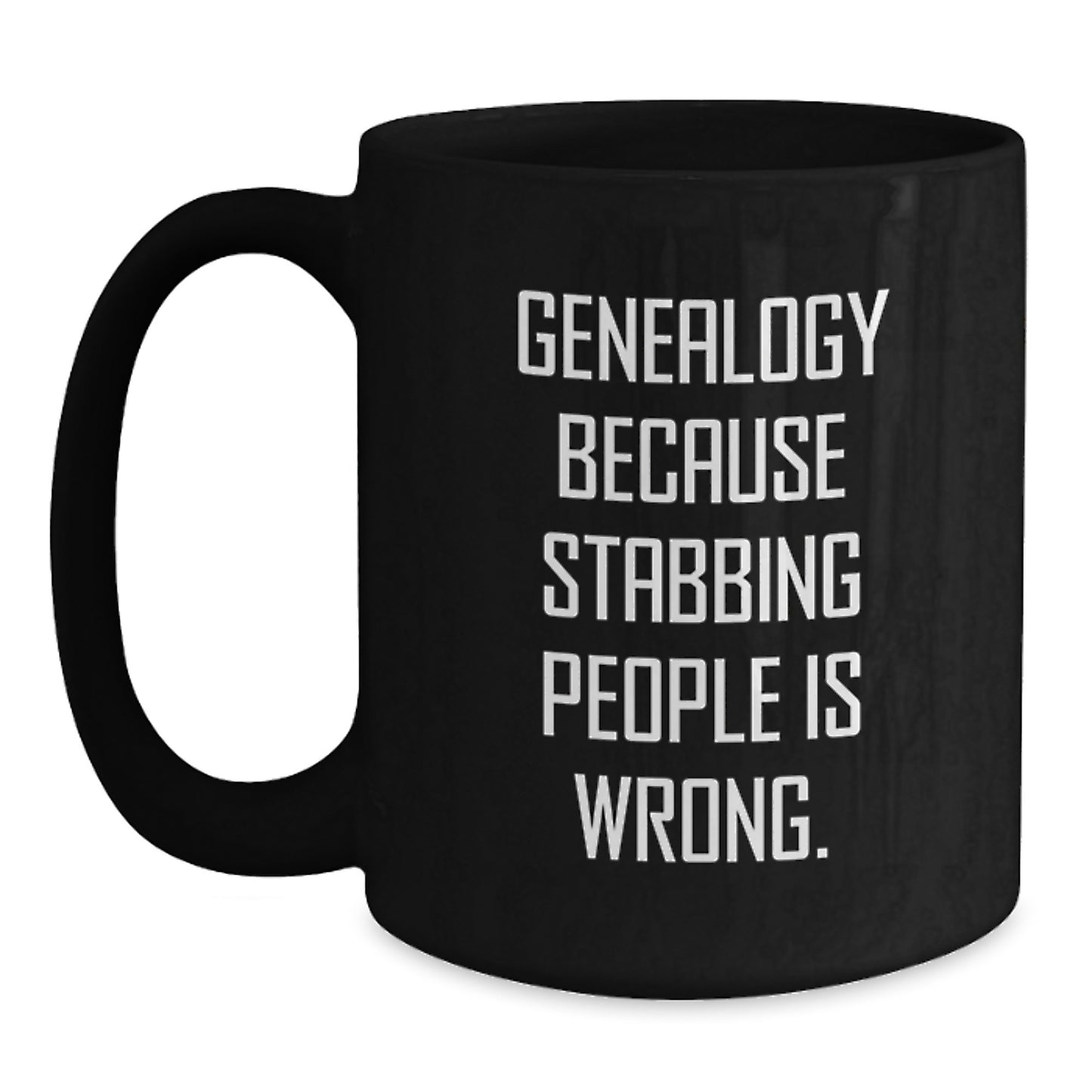 Genealogy Humor Gifts from Family and Friends for Genealogy Enthusiasts - Funny Black Coffee Mug for Genealogy Researchers at Christmas Unique Gifts - Main