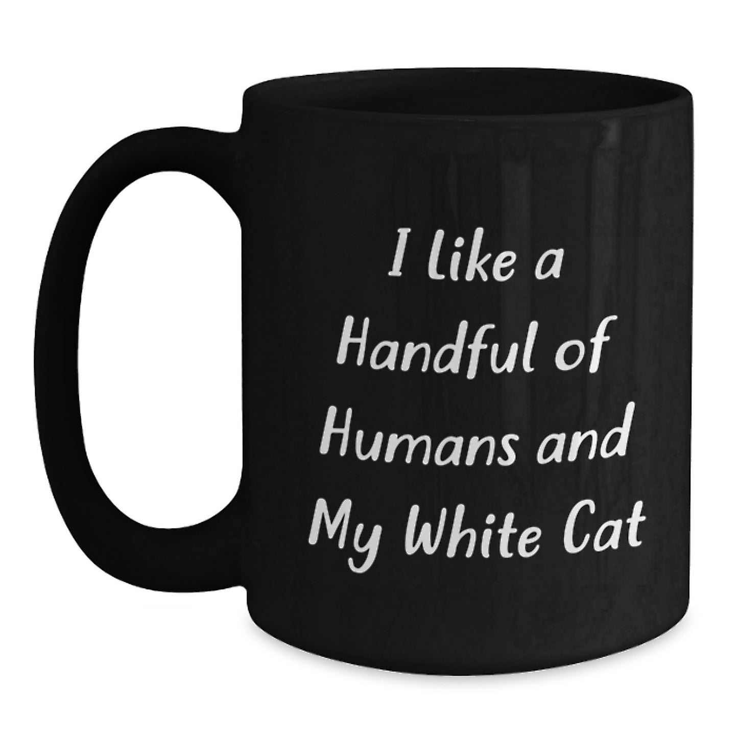 Funny White Cat Gifts for White Cat Lovers, Unique Black Coffee Mug, Christmas Unique Gifts from Friends to Friends - Main