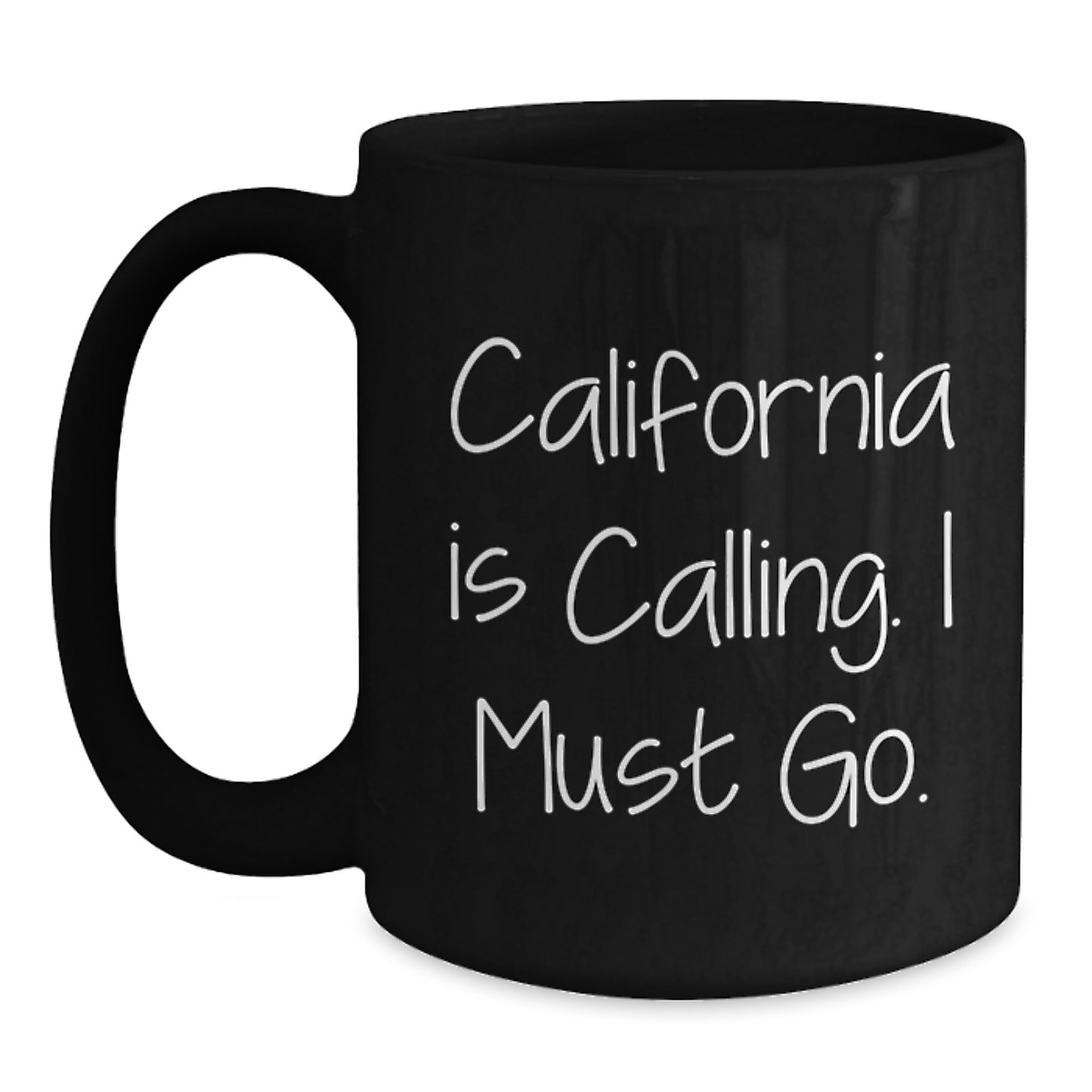 California is Calling Funny Gifts from California for Coworkers Black Coffee Mug - Main