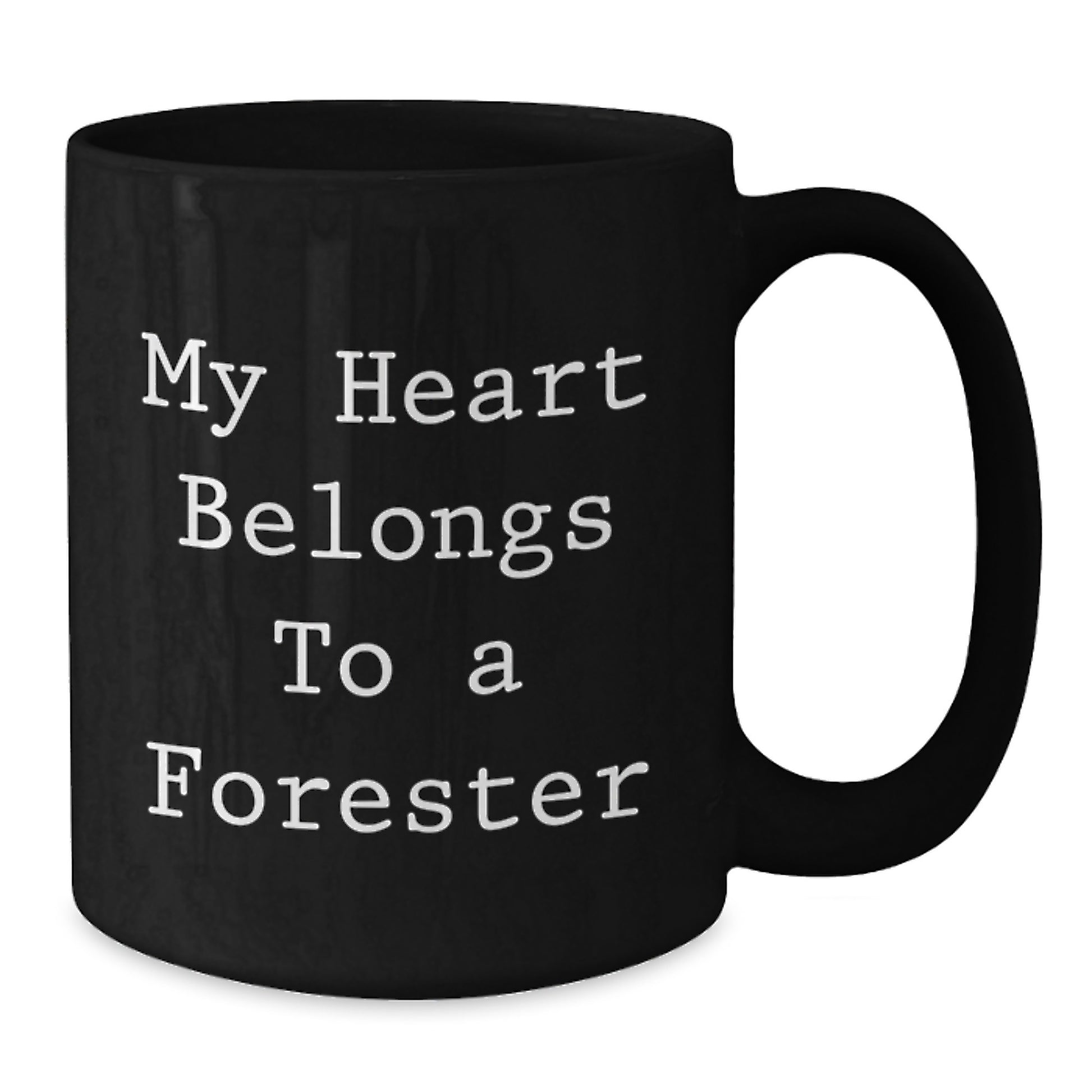 Funny Forester Gifts, My Heart Belongs To A Forester, Black Coffee Mug for Forester Enthusiasts, Birthday Unique Gifts from Family - Additional