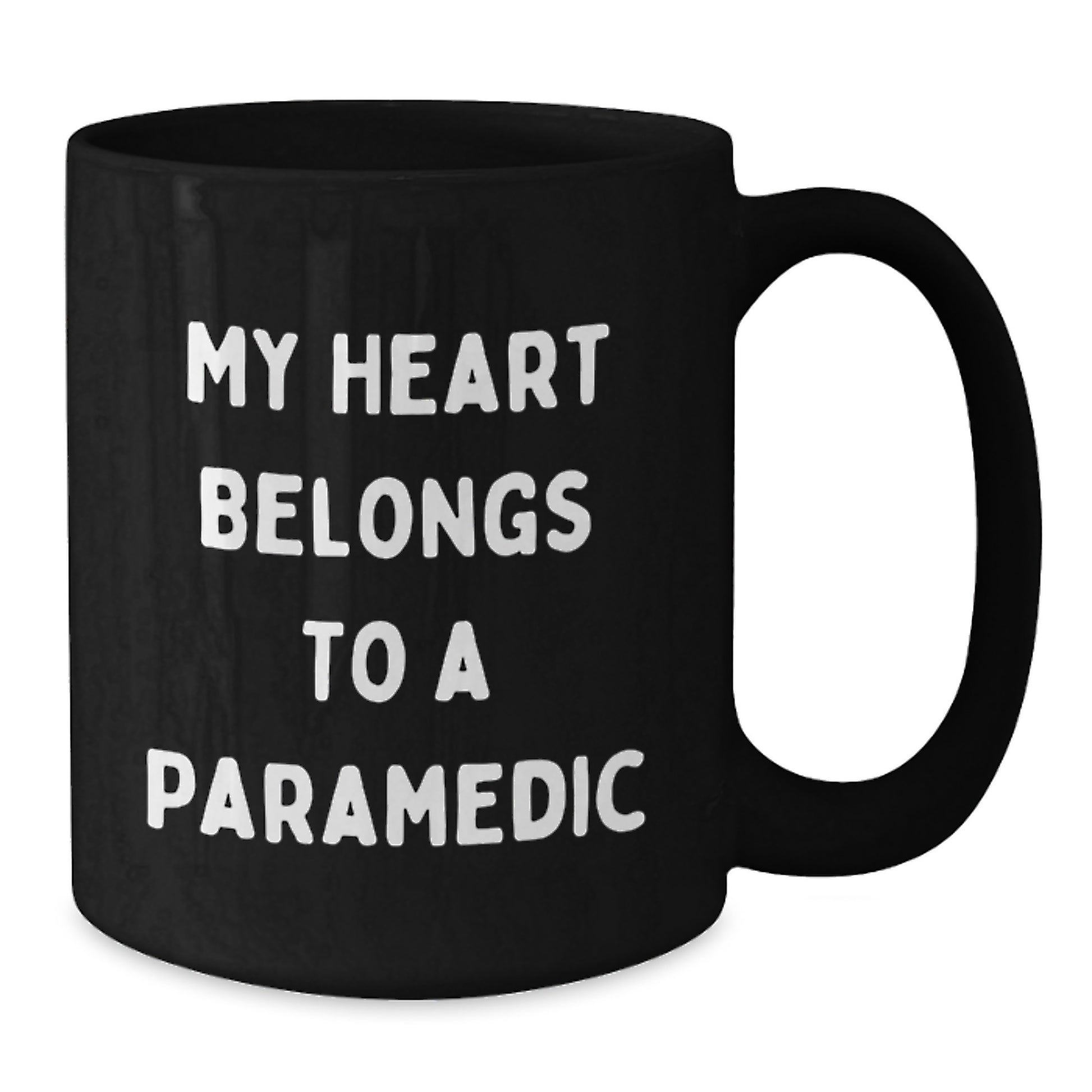 Funny Rescue Worker Gifts from Men to Rescue Workers, Black Coffee Mugs for Birthday, 'My Heart Belongs To A Rescue Worker' Quote - Additional