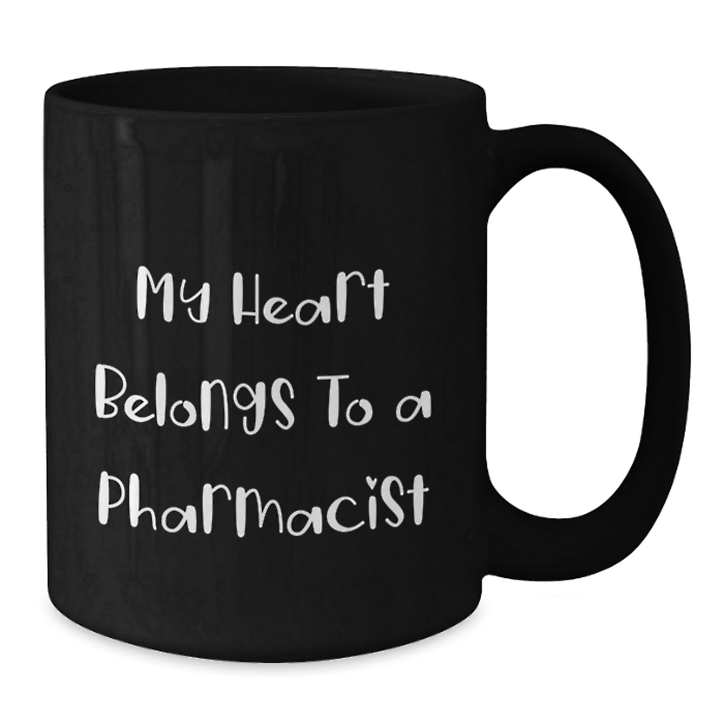 Funny Pharmacist Gifts from Men to Friends - My Heart Belongs To A Pharmacist Black Coffee Mug, Birthday Unique Presents for Pharmacist - Additional