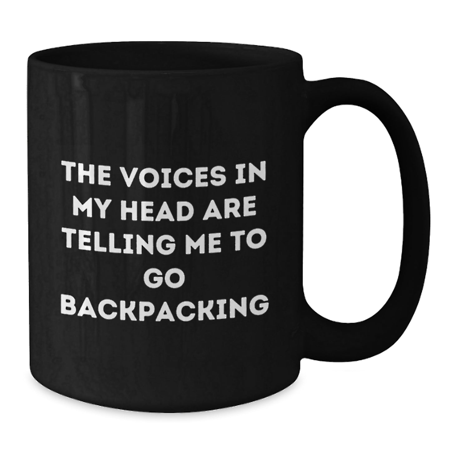 Funny Backpacking Gifts for Men and Women, Black Coffee Mug, The Voices In My Head Are Telling Me To Go Backpacking, Christmas Unique Mugs - Additional