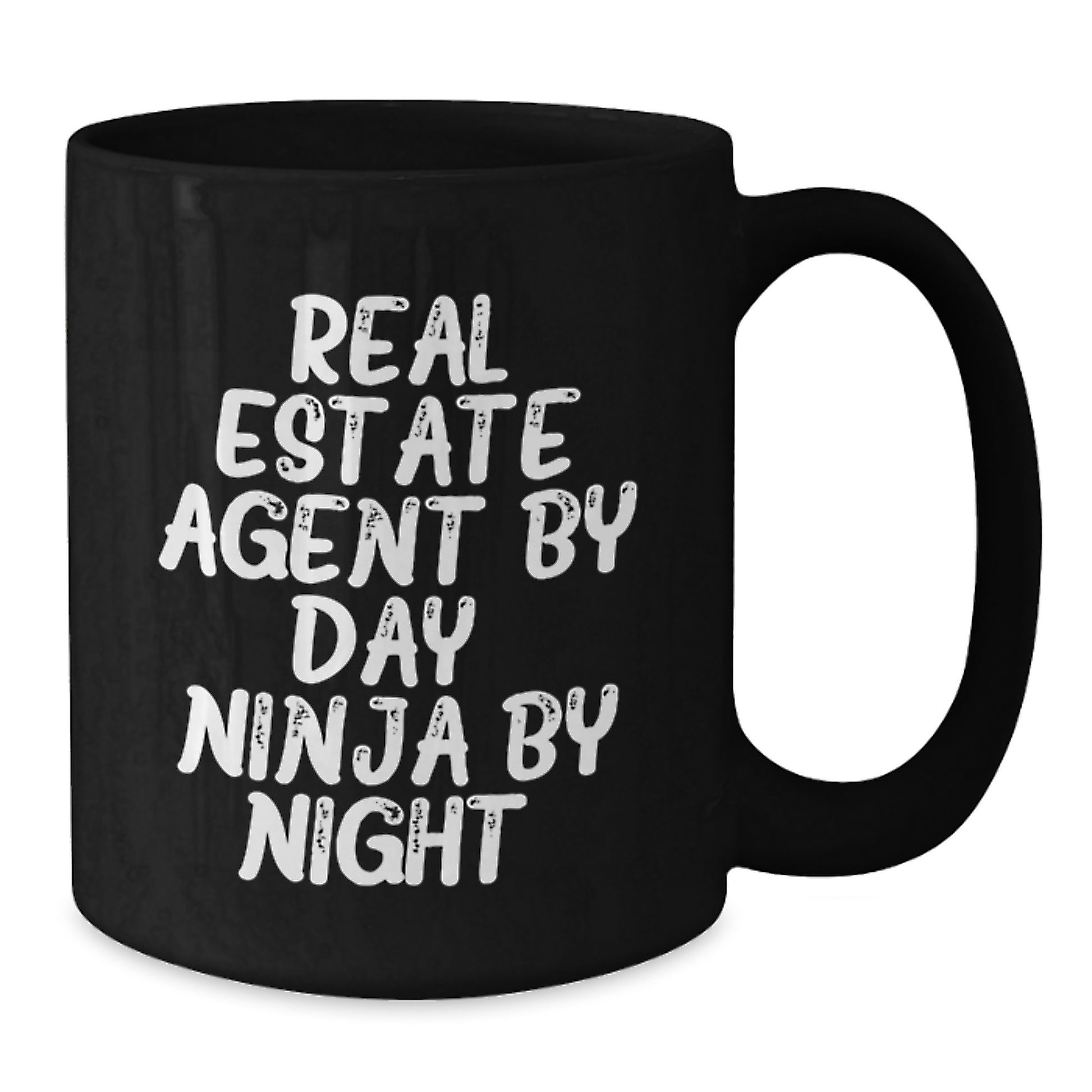 Real Estate Agent Funny Gifts from Coworkers for Christmas Unique Black Coffee Mug, Ninja by Night, Funny Quote, Black Ceramic Mug - Additional