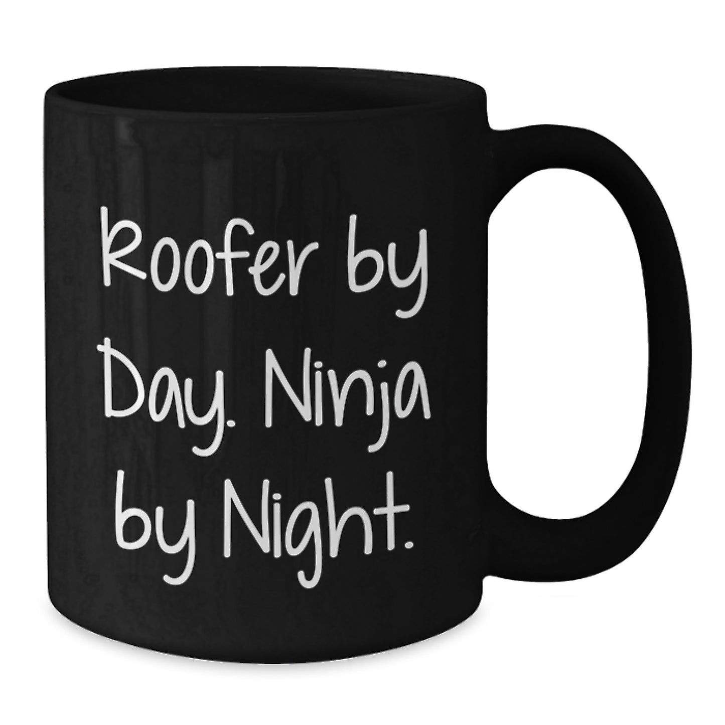 Roofer Humor Gifts from Men to Friends, Funny Black Coffee Mug for Birthday, 'Roofer By Day. Ninja By Night.' - Additional