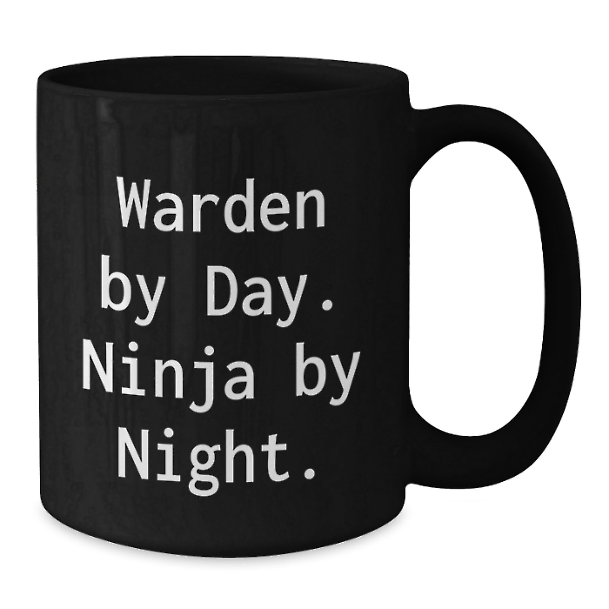 Warden By Day Ninja Gifts for Men, Warden Black Coffee Mug for Birthday, Funny Quote 'Warden By Day. Ninja By Night.' Gifts from Friends - Additional