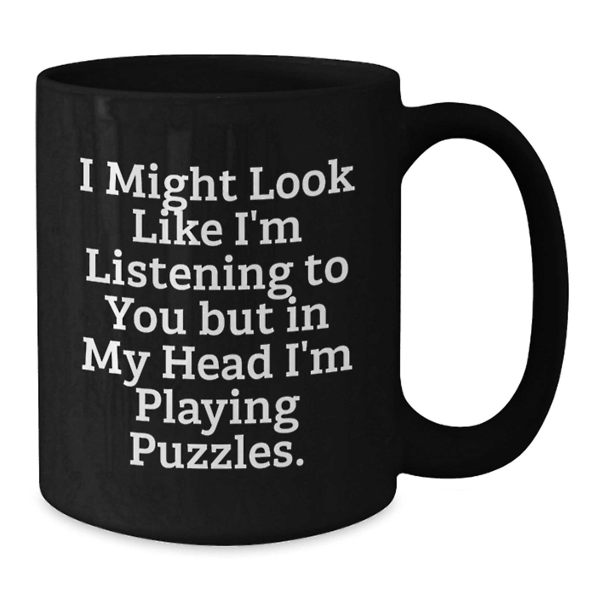 Funny Puzzles Enthusiasts Gifts from Men to Friends - Black Coffee Mug, Playing Puzzles in My Head, Birthday Unique Presents - Additional