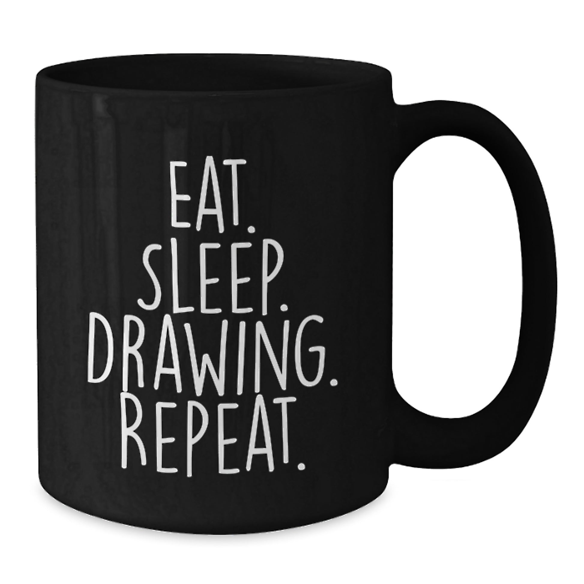 Funny Drawing Quotes Gifts from Friends, Gifts for Drawing Enthusiasts, Eat Sleep Drawing Repeat Black Coffee Mug - Additional