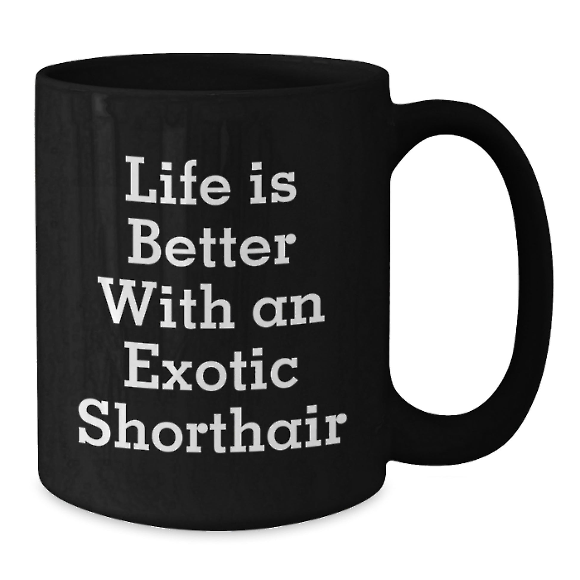 Exotic Shorthair Cat Lovers Gifts from Family, Inspirational Black Coffee Mug for Graduation 'Life Is Better With An Exotic Shorthair' - Additional
