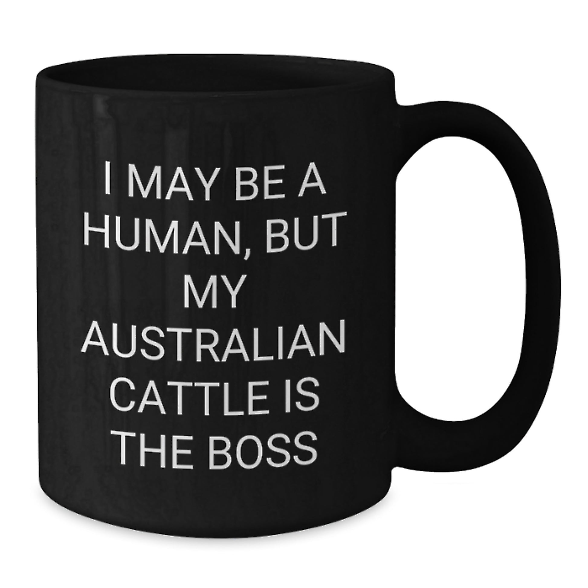 Funny Australian Cattle Dog Gifts for Men, Women, Friends - I May Be A Human, But My Australian Cattle Is The Boss Black Coffee Mug, Unique Valentine's Gifts from Men to Family - Additional