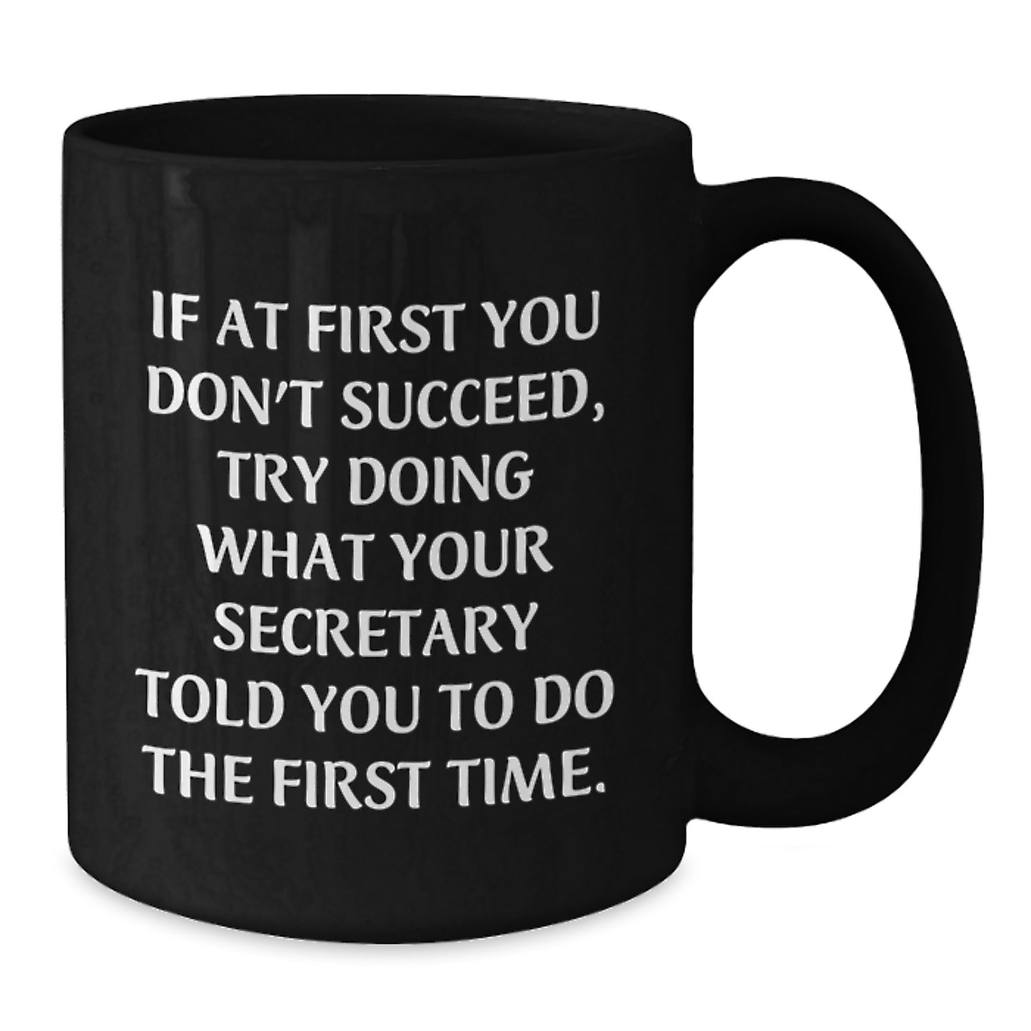 Funny Secretary Christmas Unique Gifts from Friends for Secretary - Black Coffee Mug - If At First You Don't Succeed Try Doing What Your Secretary Told You To Do The First Time - Additional