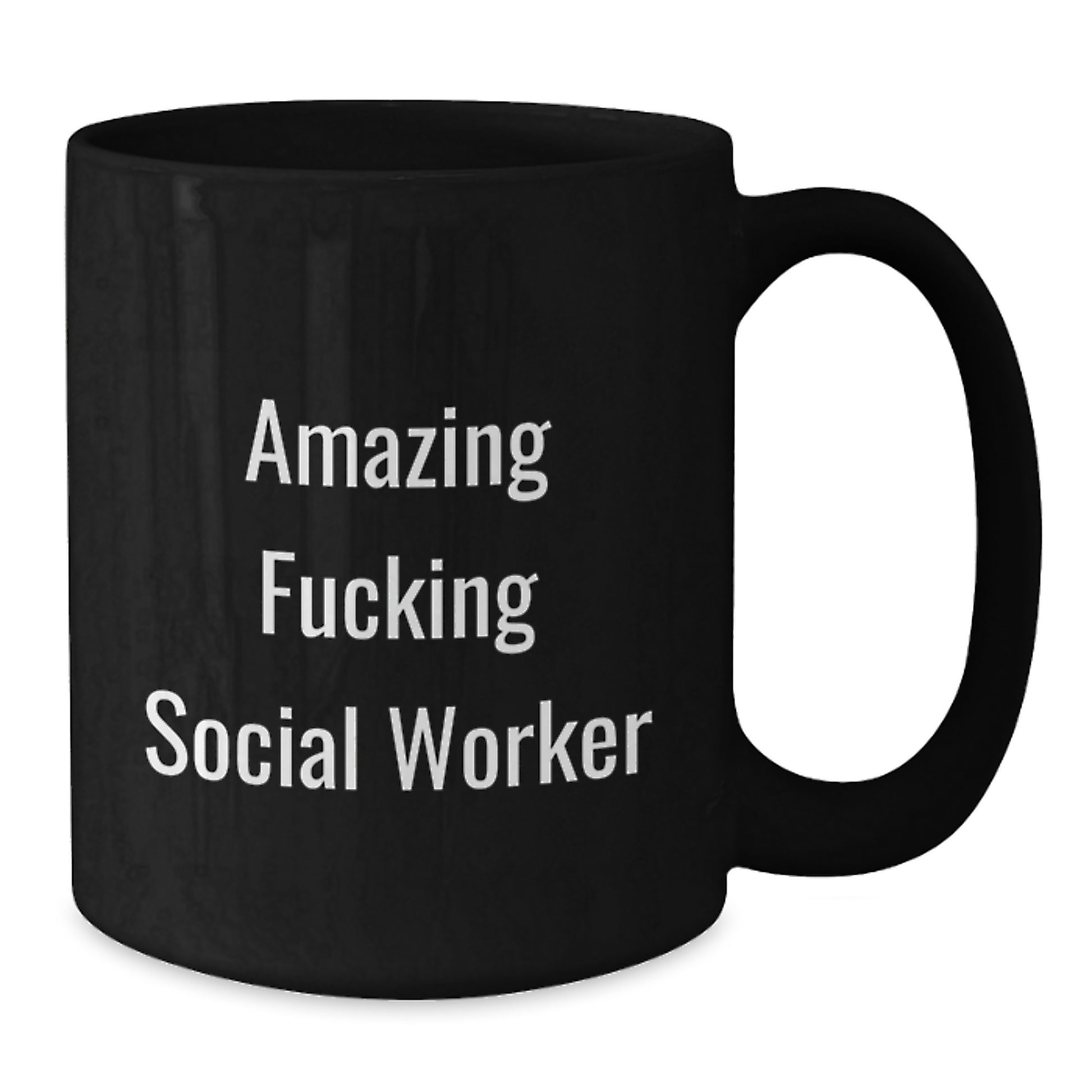 Funny Social Worker Gifts for Men, Women, Friends, Coworkers, Family - Black Coffee Mug with 'Amazing F--king Social Worker' Quote, Christmas Unique Gifts from Men, Women, Friends, Coworkers, Family - Additional