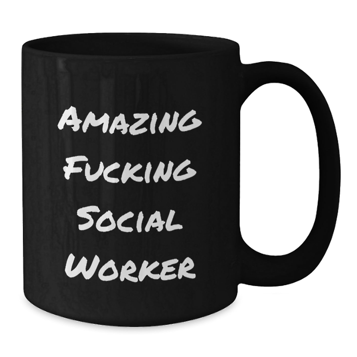 Funny Social Worker Gifts, Black Coffee Mug, 'Amazing F--king Social Worker' Quote, Christmas Unique Gifts from Friends to Social Worker - Additional