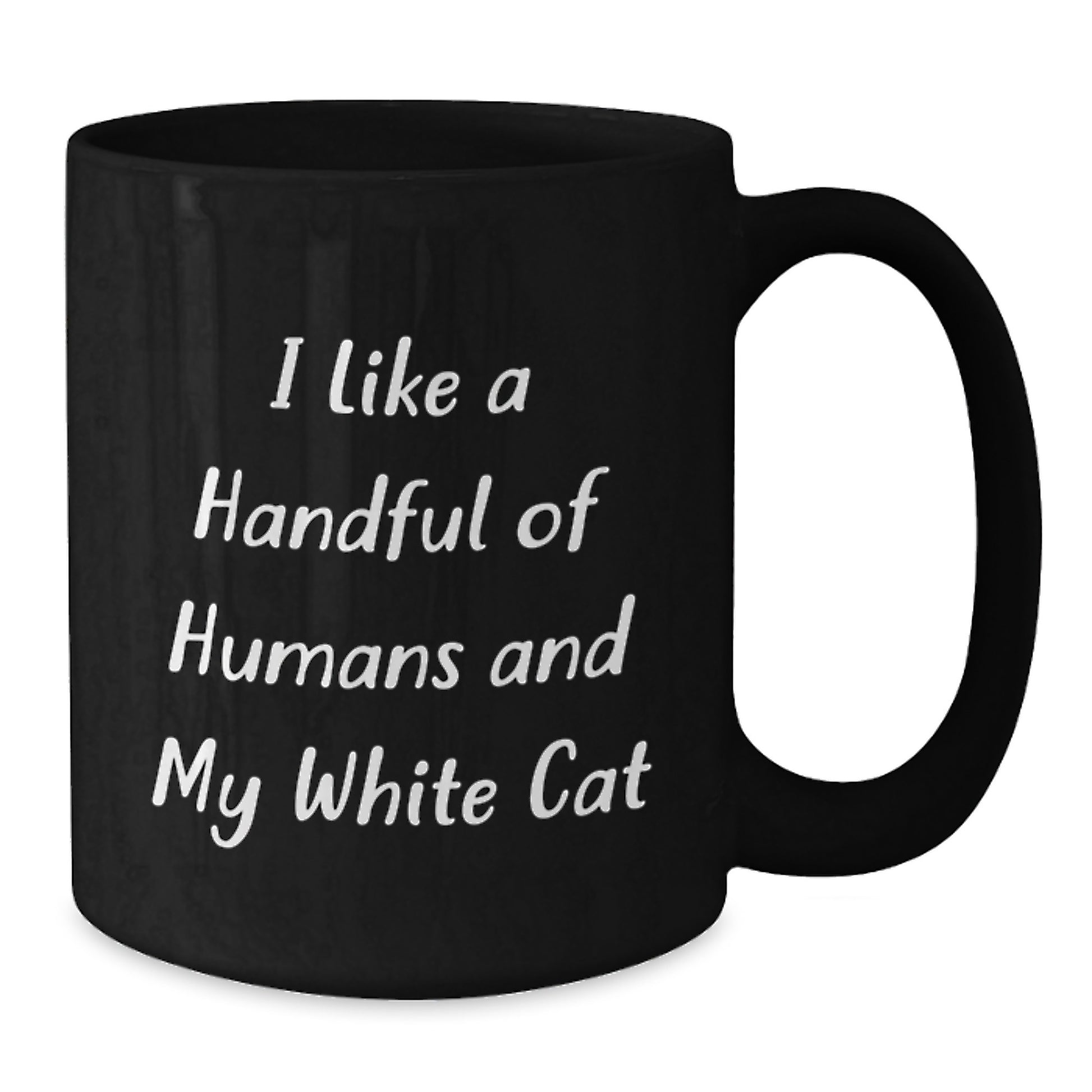 Funny White Cat Gifts for White Cat Lovers, Unique Black Coffee Mug, Christmas Unique Gifts from Friends to Friends - Additional