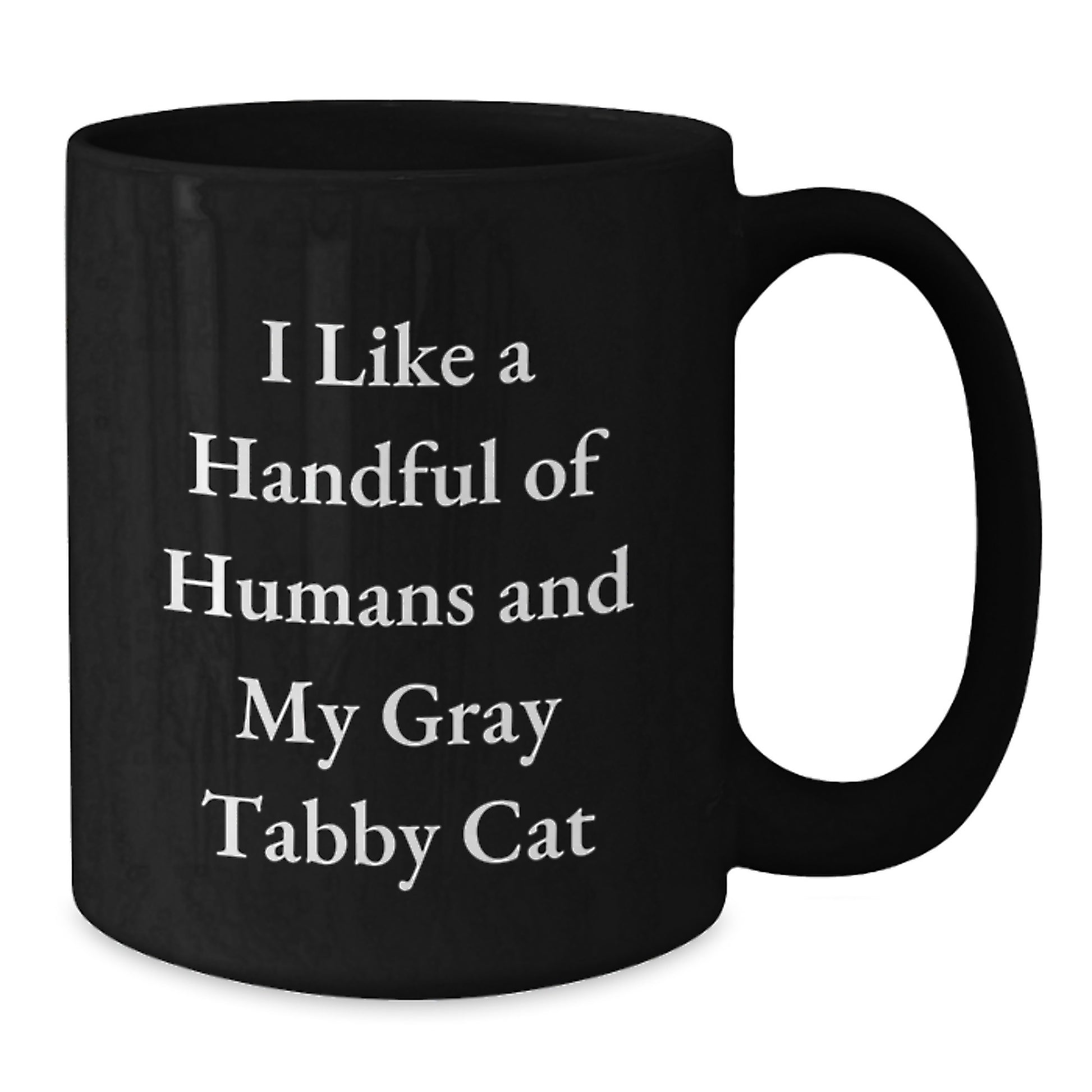 Funny Gray Tabby Cat Gifts for Friends, Unique Christmas Mugs from Men, I Like A Handful Of Humans And My Gray Tabby Cat - Additional