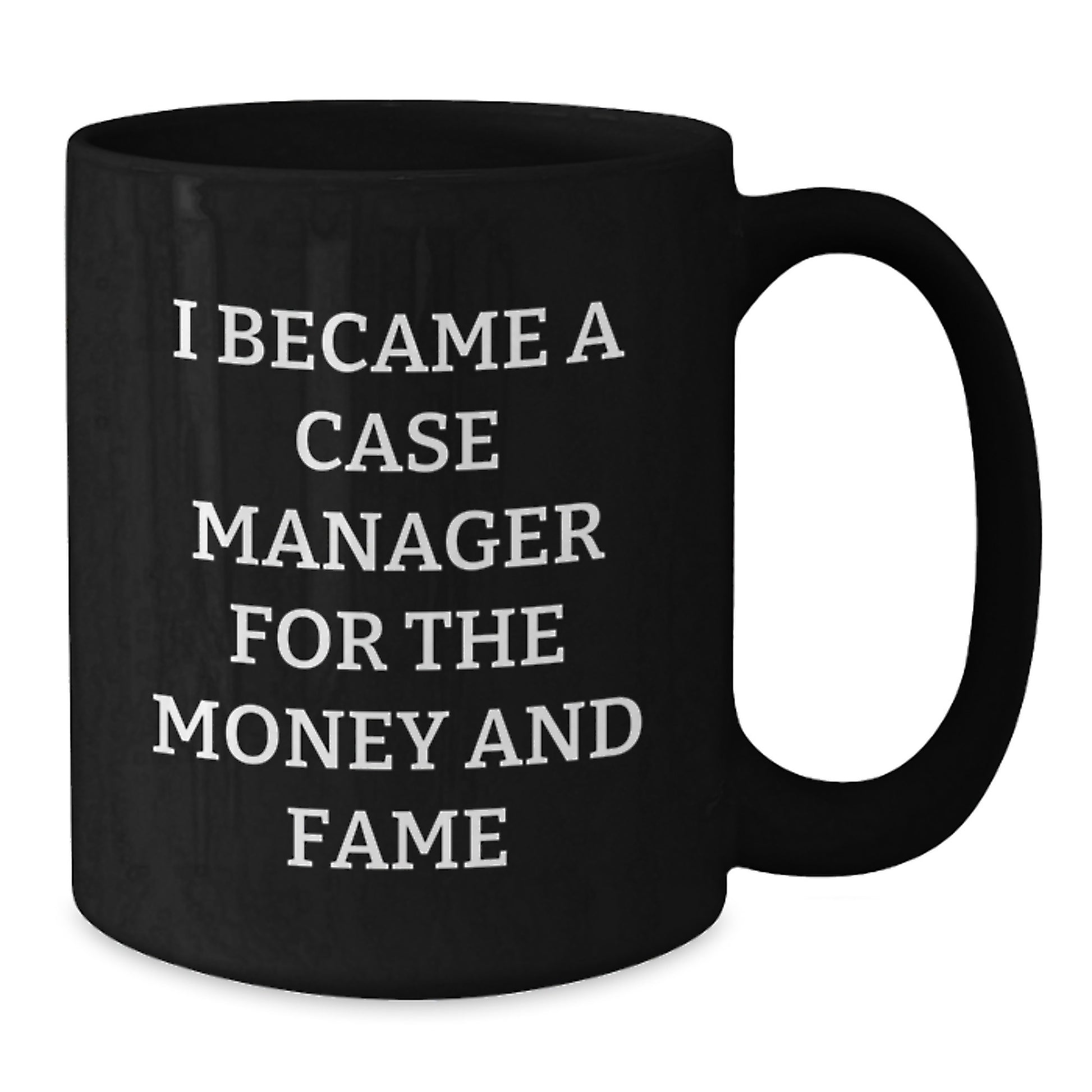 Funny Case Manager Christmas Unique Gifts from Men to Case Manager Friends - I Became A Case Manager For The Money And Fame Black Coffee Mug - Additional