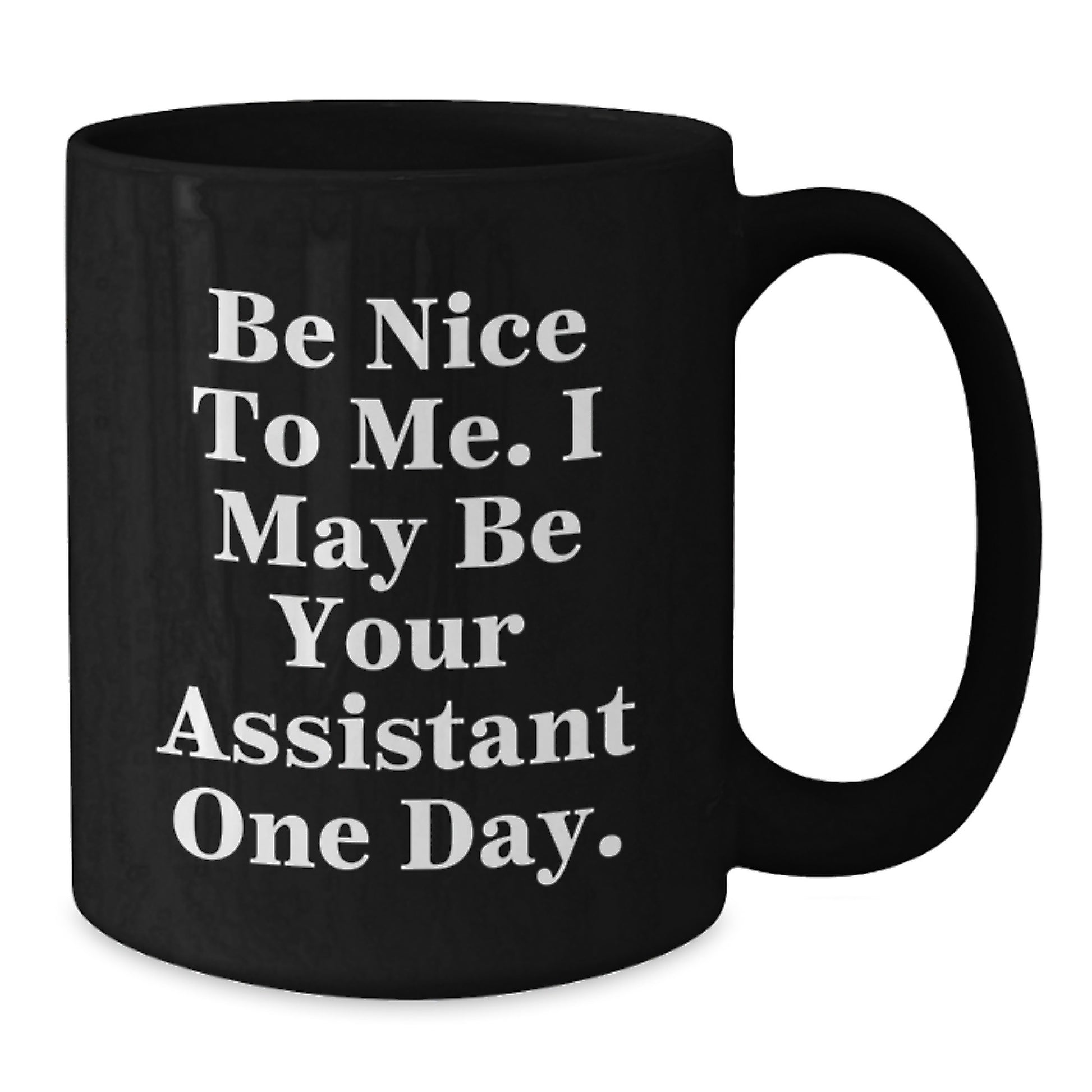 Funny Assistant Gifts from Friends and Family - Be Nice To Me, Black Coffee Mug for Christmas Morning - Additional