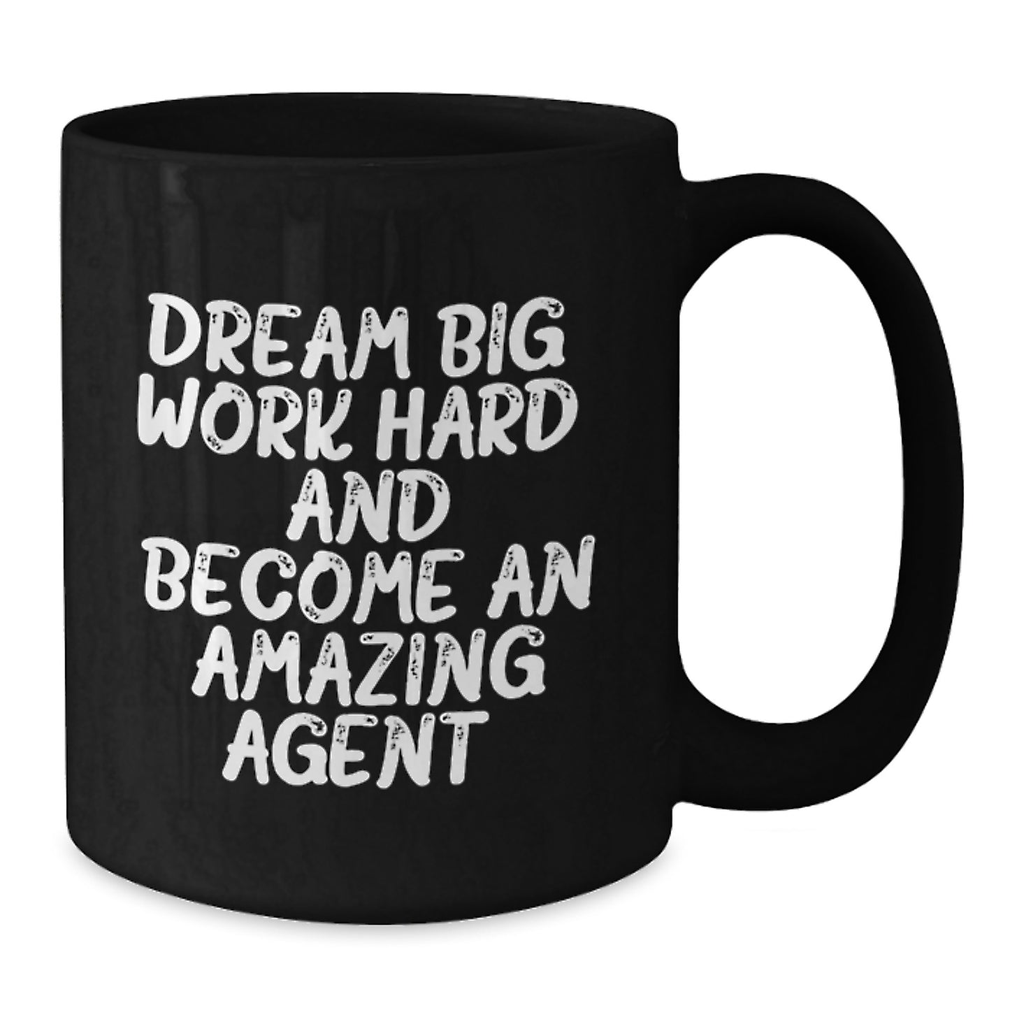 Funny Agent Gifts from Family - Dream Big Work Hard Black Coffee Mug, Unique Christmas Memorable Presents for Agent Friends - Additional