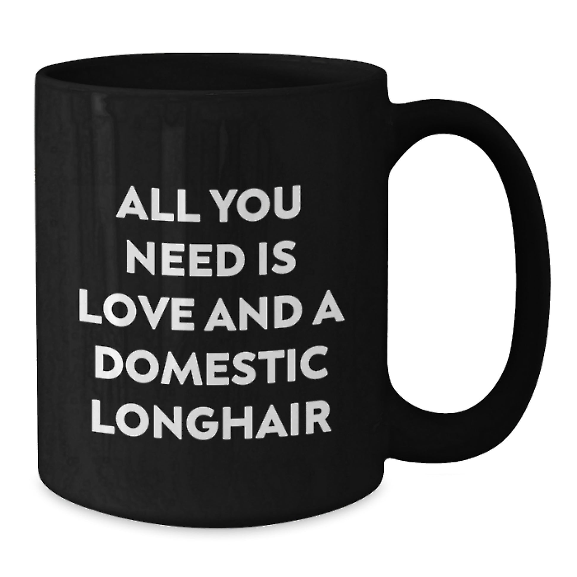 Domestic Longhair Cat Lovers Gift from Friends, Funny Black Coffee Mug for Birthday, All You Need Is Love And A Domestic Longhair - Additional