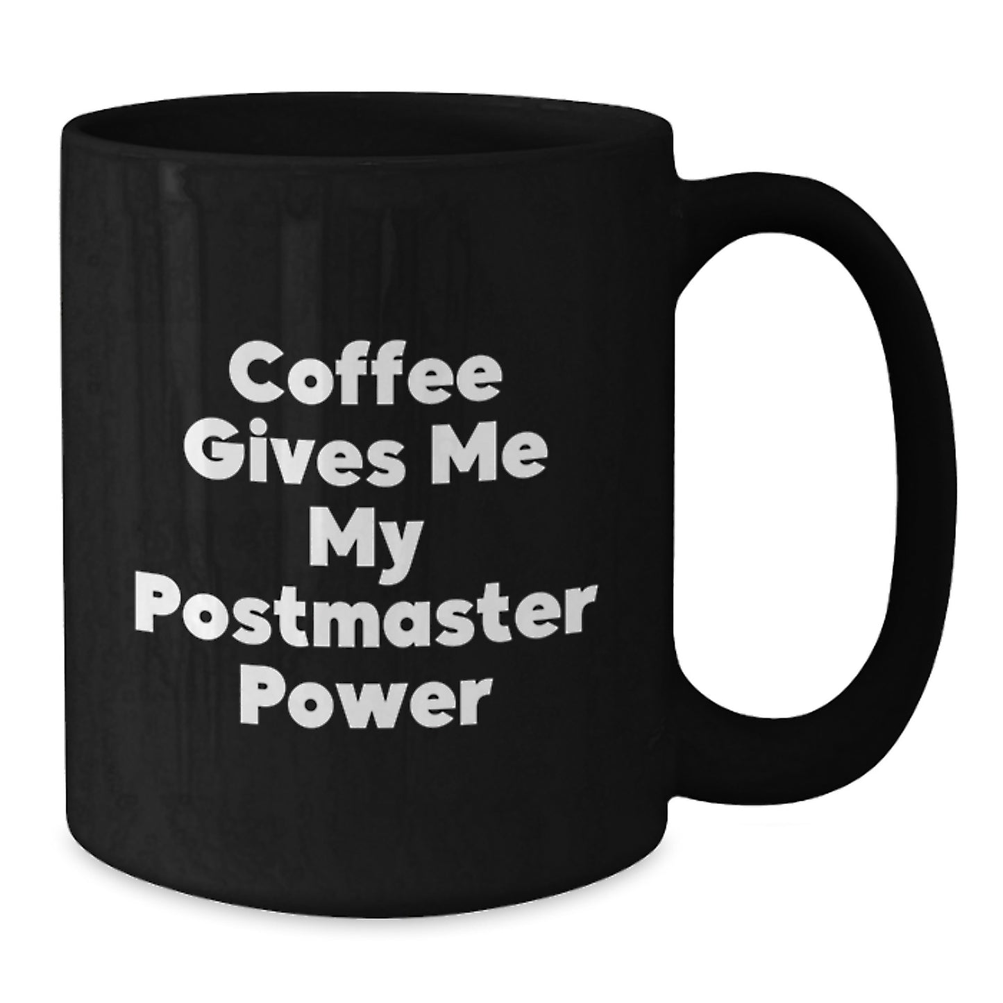 Funny Postmaster Gifts for Him from Friends, Black Coffee Mug with 'Coffee Gives Me My Postmaster Power' Quote, Unique Christmas Unique Gifts for Postmaster, Men - Additional