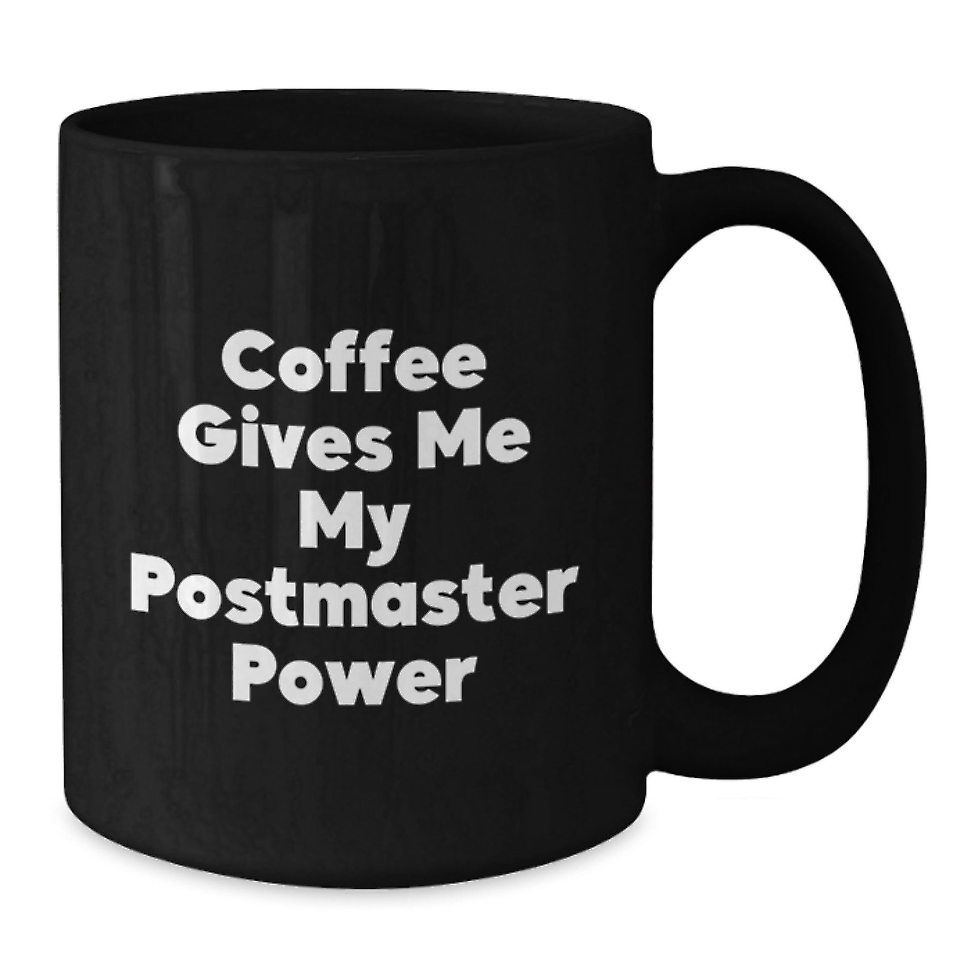 Funny Postmaster Gifts for Him from Friends, Black Coffee Mug with 'Coffee Gives Me My Postmaster Power' Quote, Unique Christmas Unique Gifts for Postmaster, Men - Additional