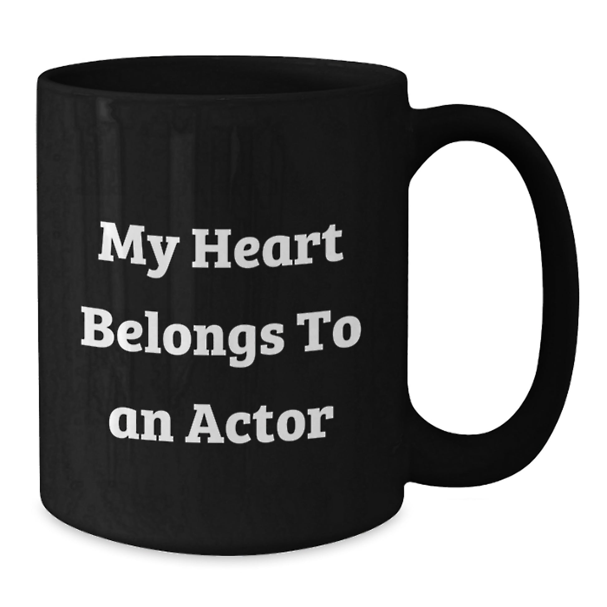 Funny Actor Gifts from Friends, Christmas Unique Mugs for Actor Lovers, My Heart Belongs To An 'Actor' Black Coffee Mug - Additional
