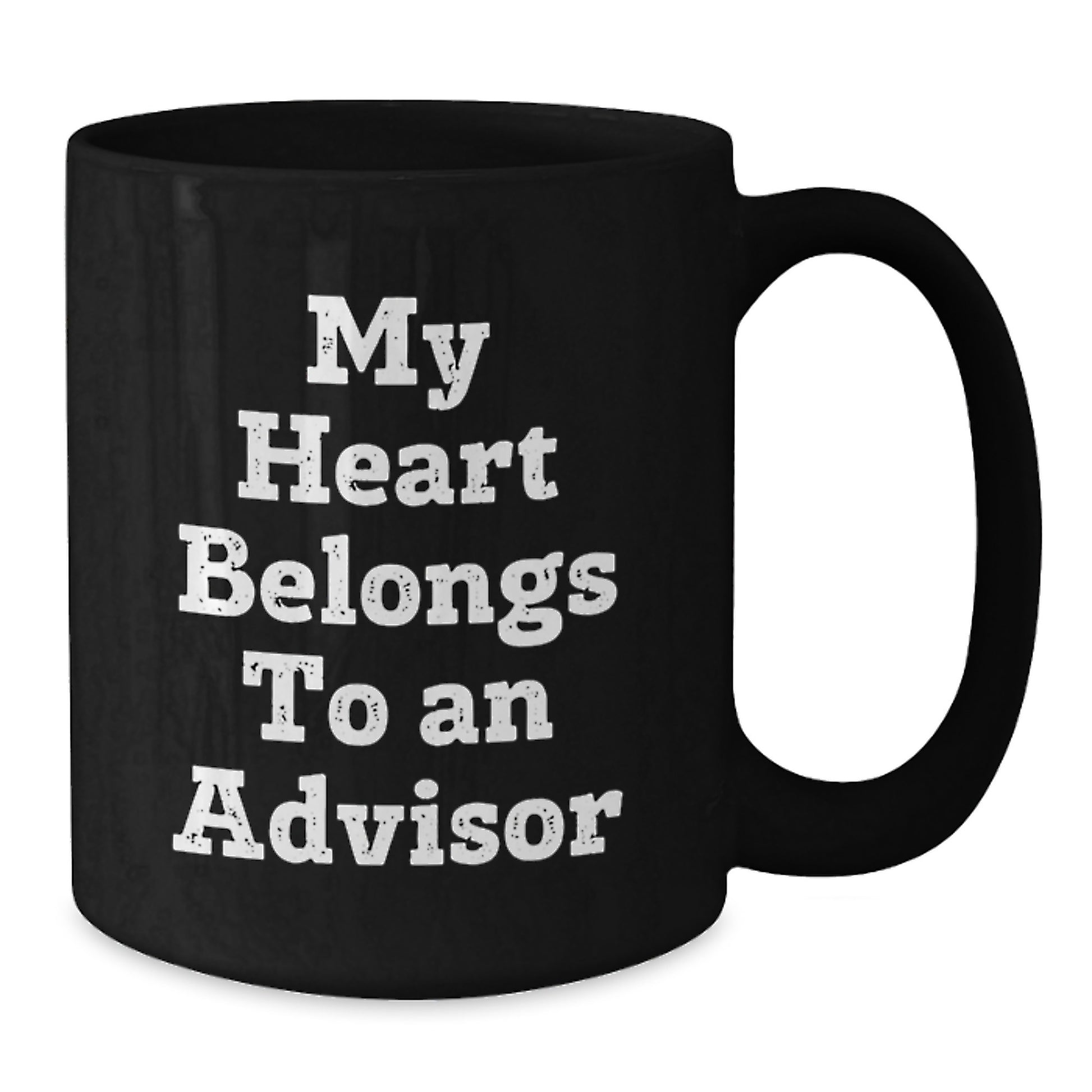 Funny Advisor Gifts From Men - 'My Heart Belongs To An Advisor' Black Coffee Mug, Birthday Unique Gifts for Advisor, 11oz or 15oz, Microwave and Dishwasher Safe - Additional