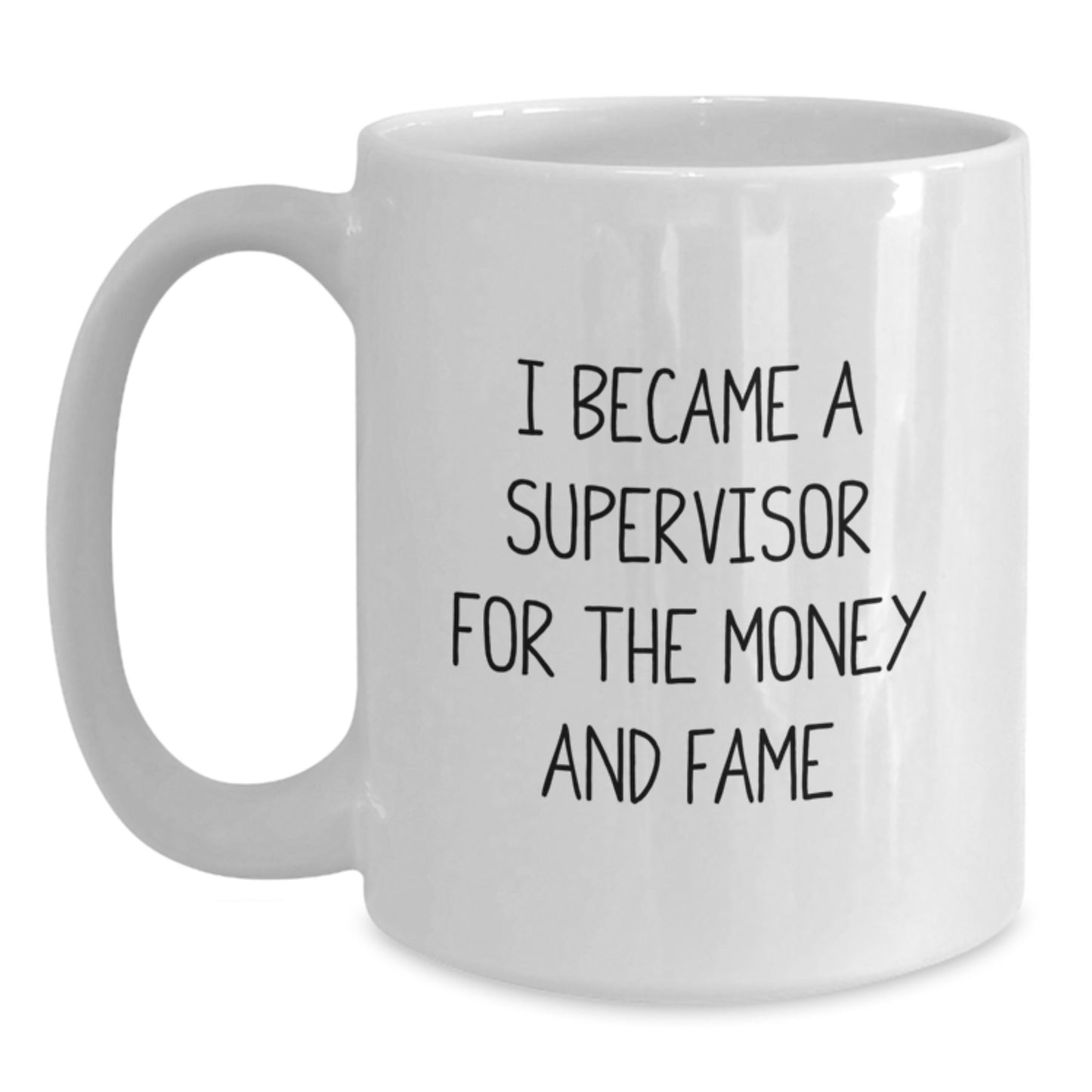 Funny Supervisor Gifts for Men, Women, Friends, or Coworkers - White Coffee Mug - I Became A Supervisor For The Money And Fame Gifts from Family - Main