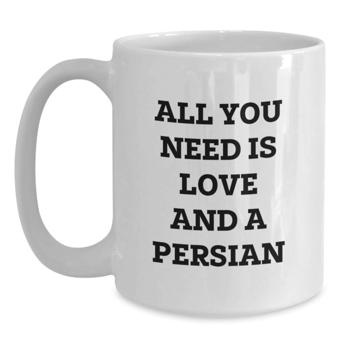 Funny Persian Cat Gifts for Christmas, White Coffee Mug with Quote All You Need Is Love And A Persian, Gifts from Friends to Family - Main